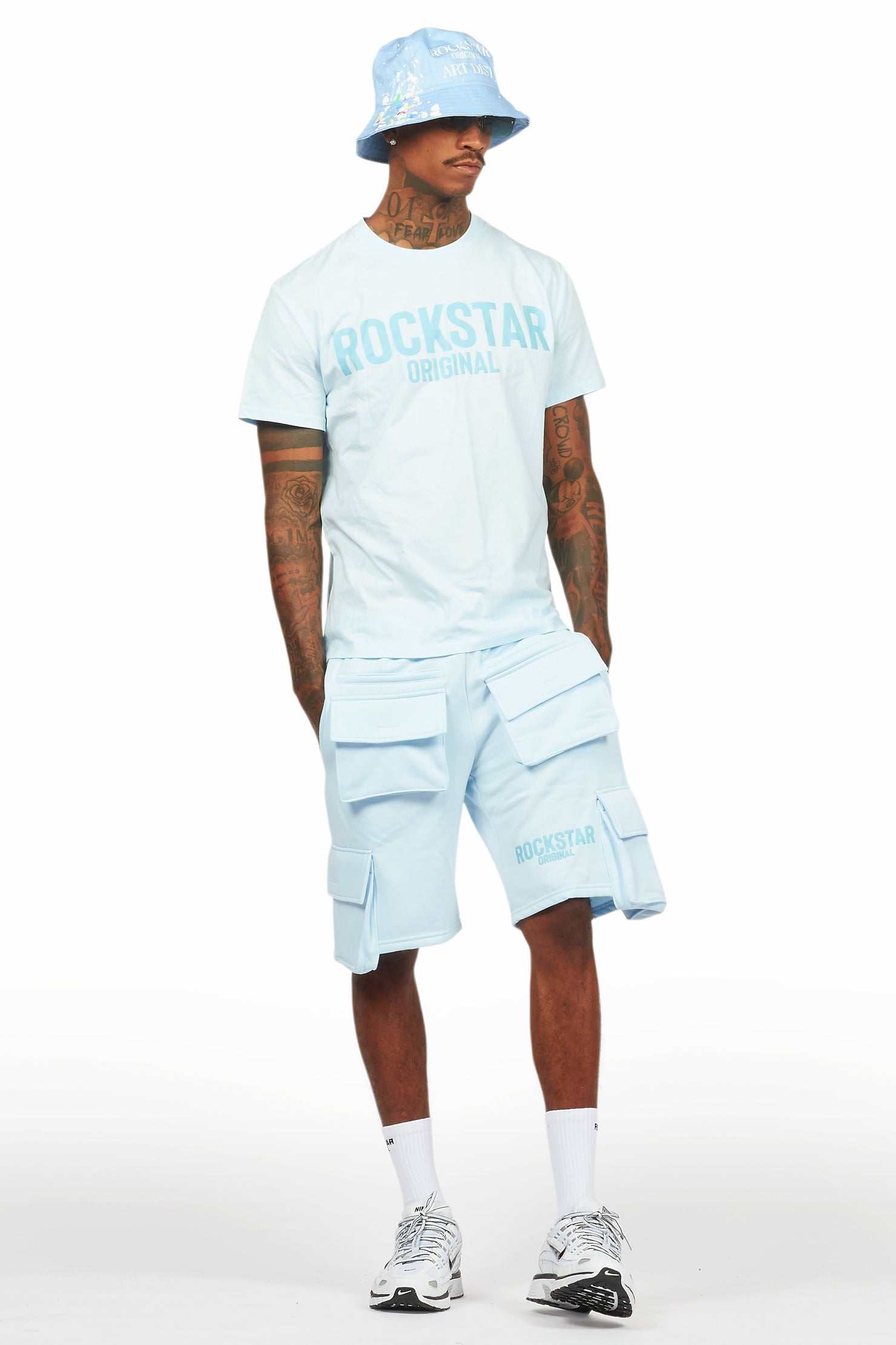 Sana Baby Blue/Blue T-Shirt Cargo Short Set