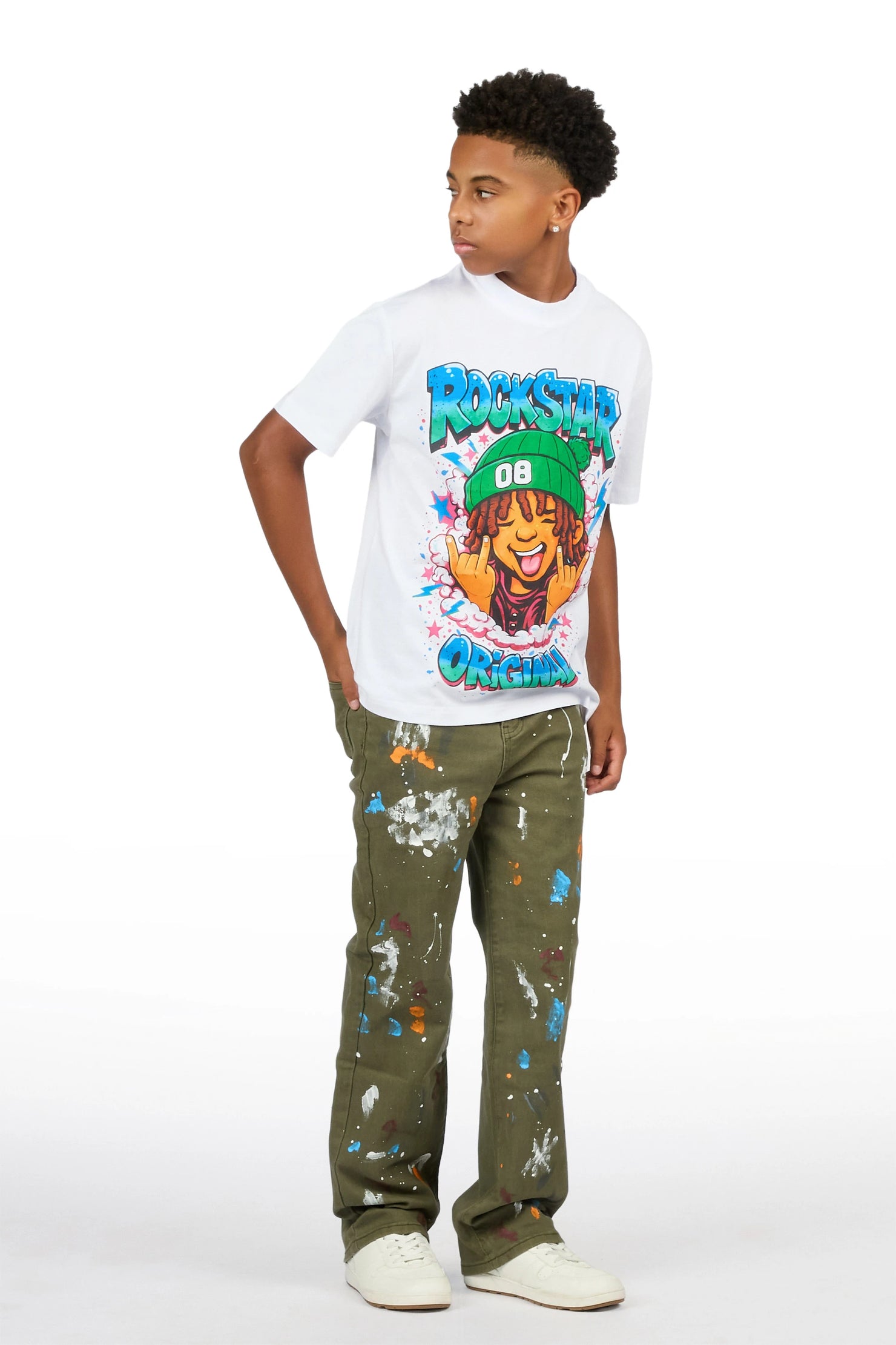 Boys Vicente Olive Straight Fit Jean