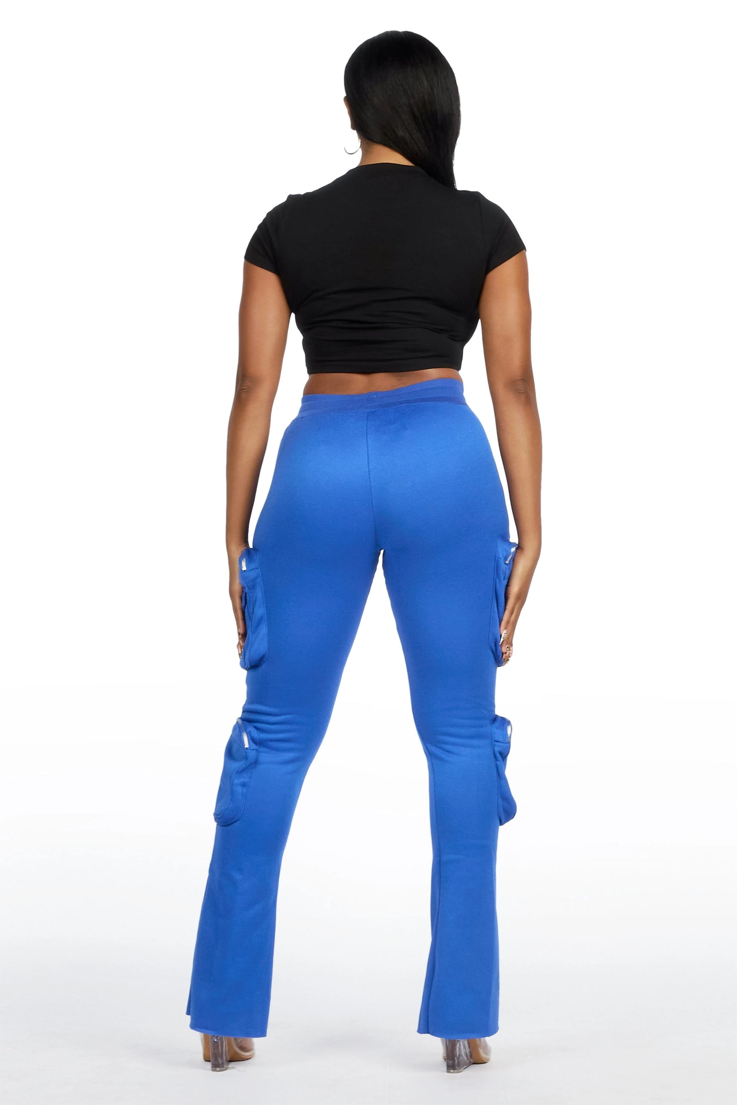 Cheronnie Royal Blue Cargo Stacked Track Pant