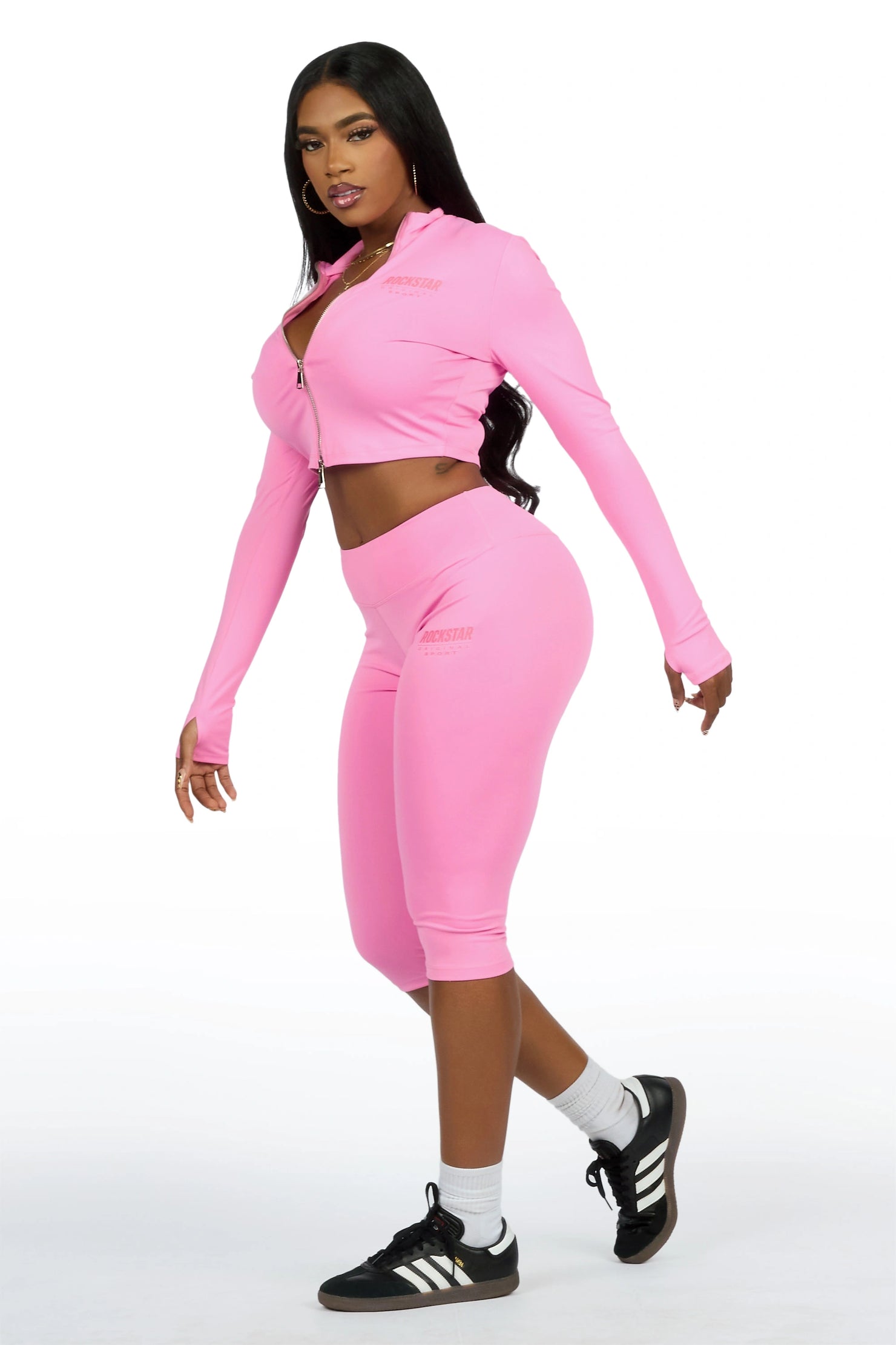 Annalisha Pink Capri Active Set