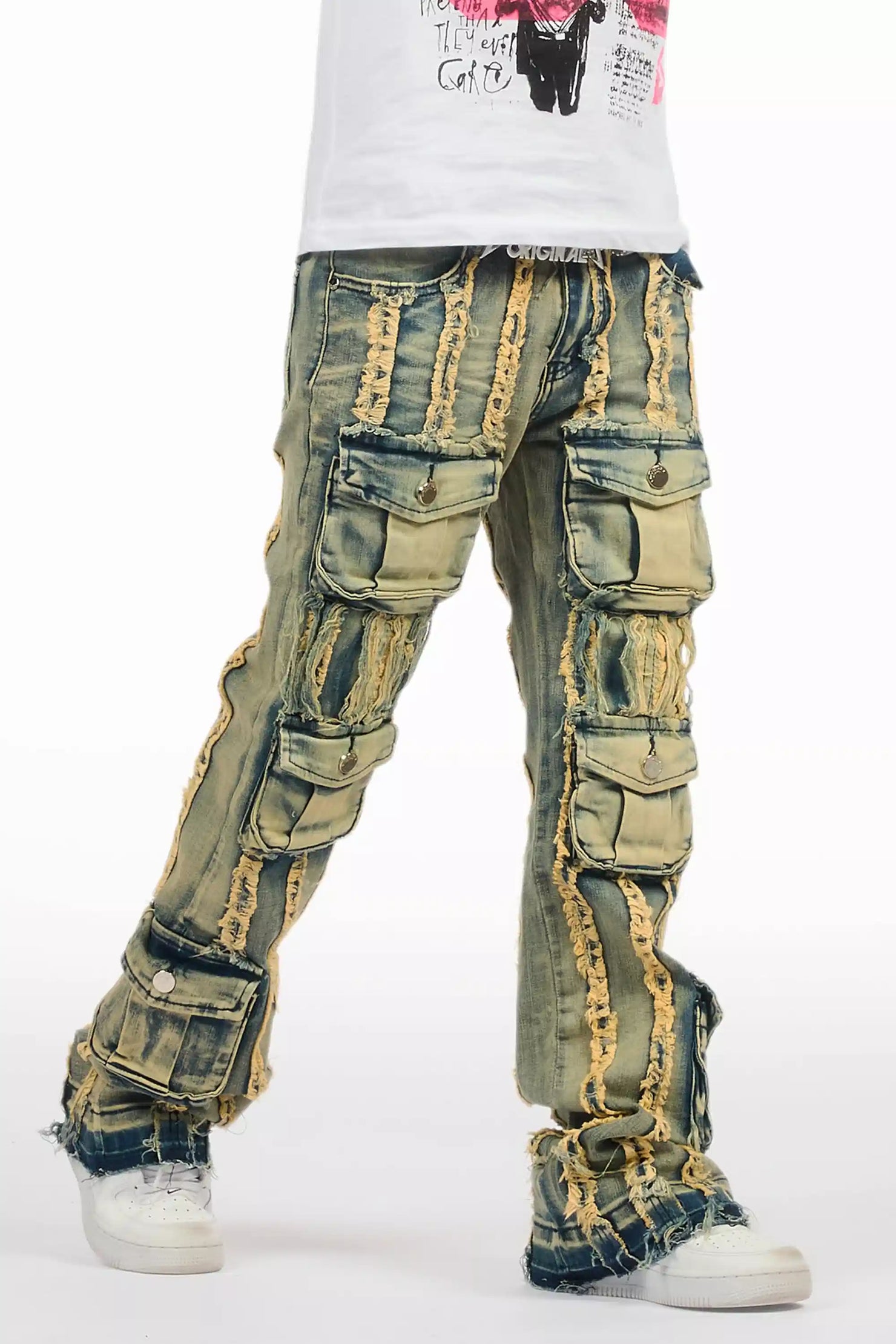 Boys Frey Blue Stacked Flare Jean