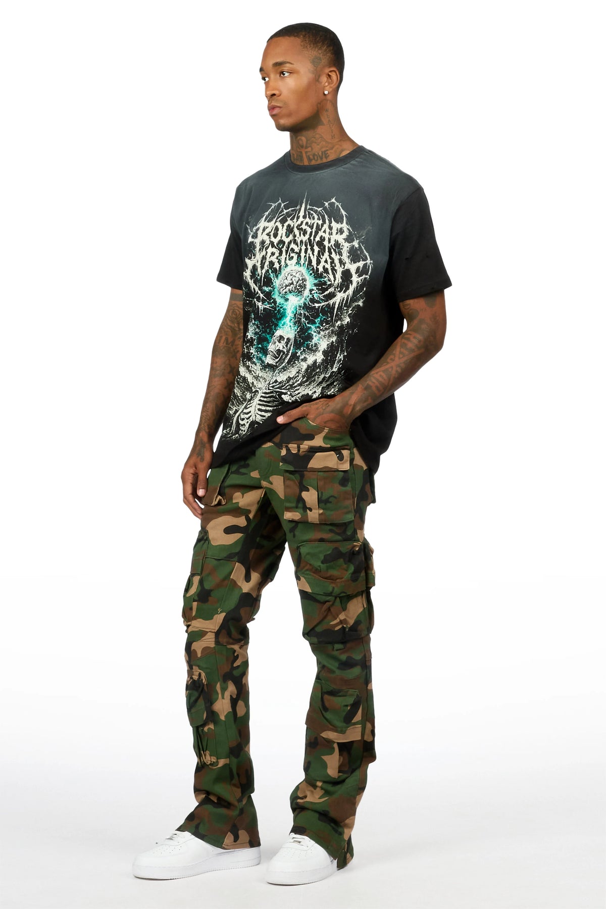 Shepard Camo Cargo Stacked Flare Jean