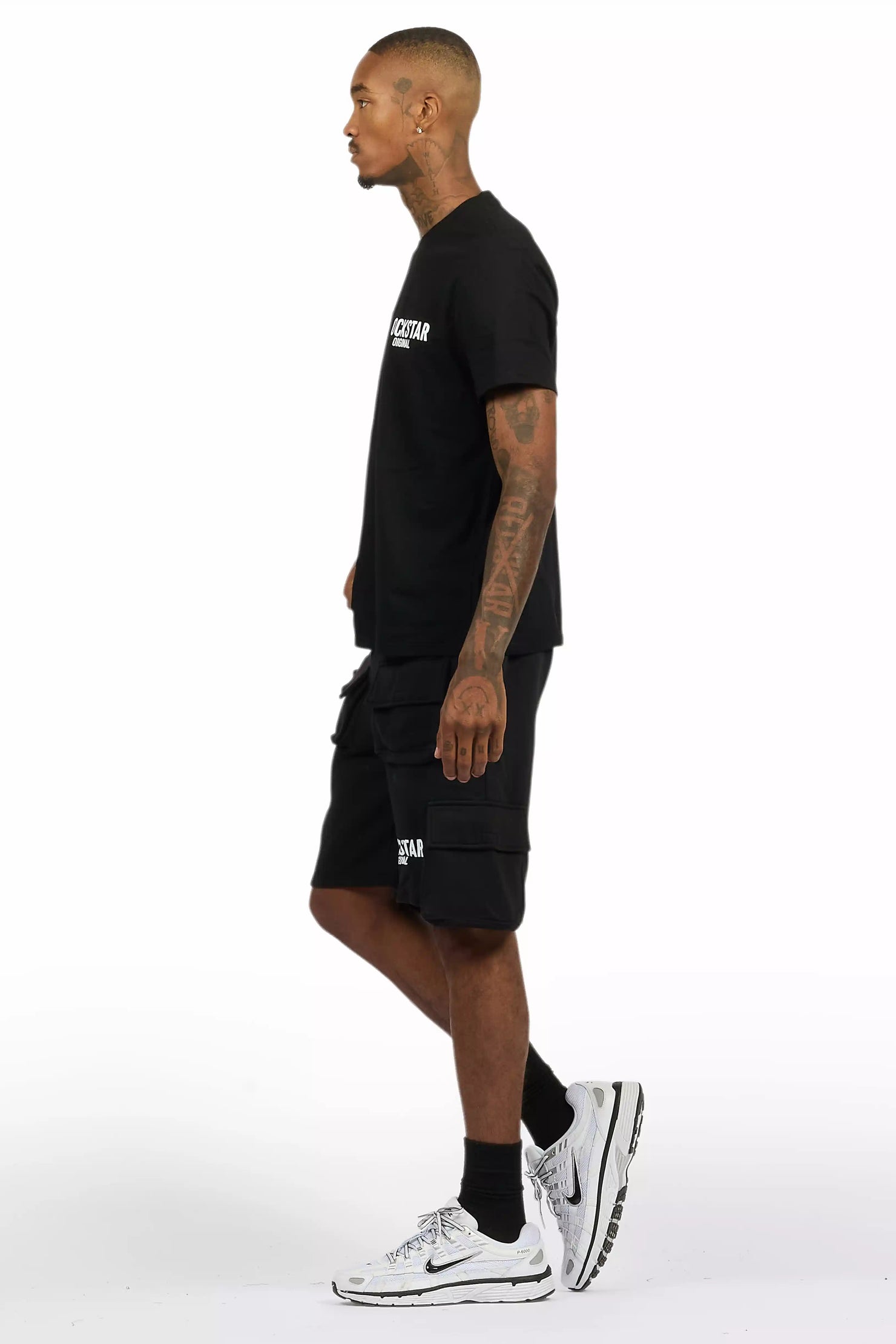 Sana Black/White T-Shirt Cargo Short Set