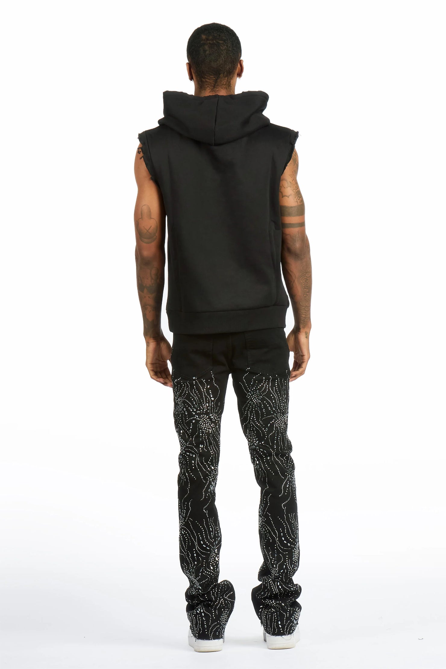 Izai Black Rhinestone Stacked Fit Jean