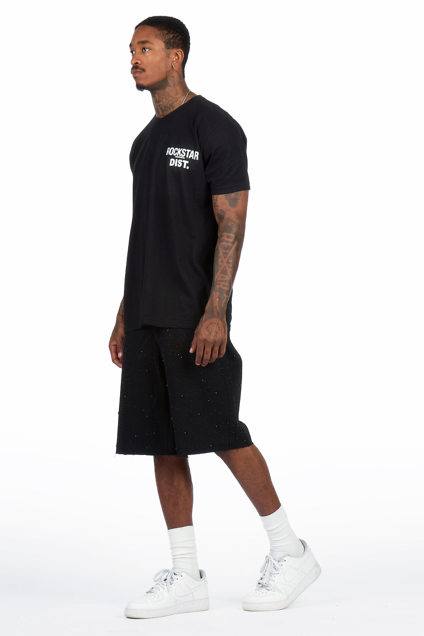 Sherrod Black Rhinestones Denim Short
