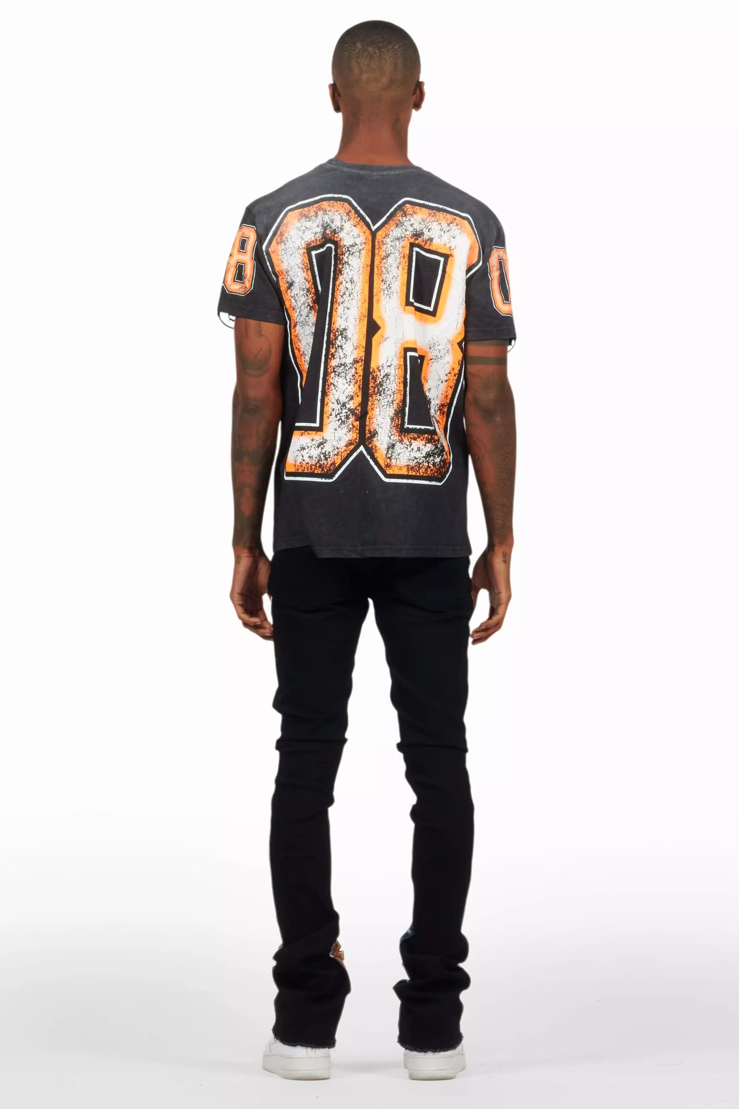 Espen Jet Black Stacked Flare Jean