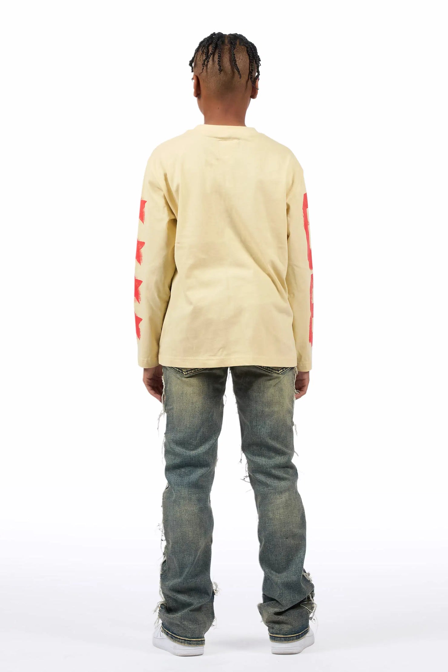 Boys Waylon Tint Stacked Flare Frayed Jean