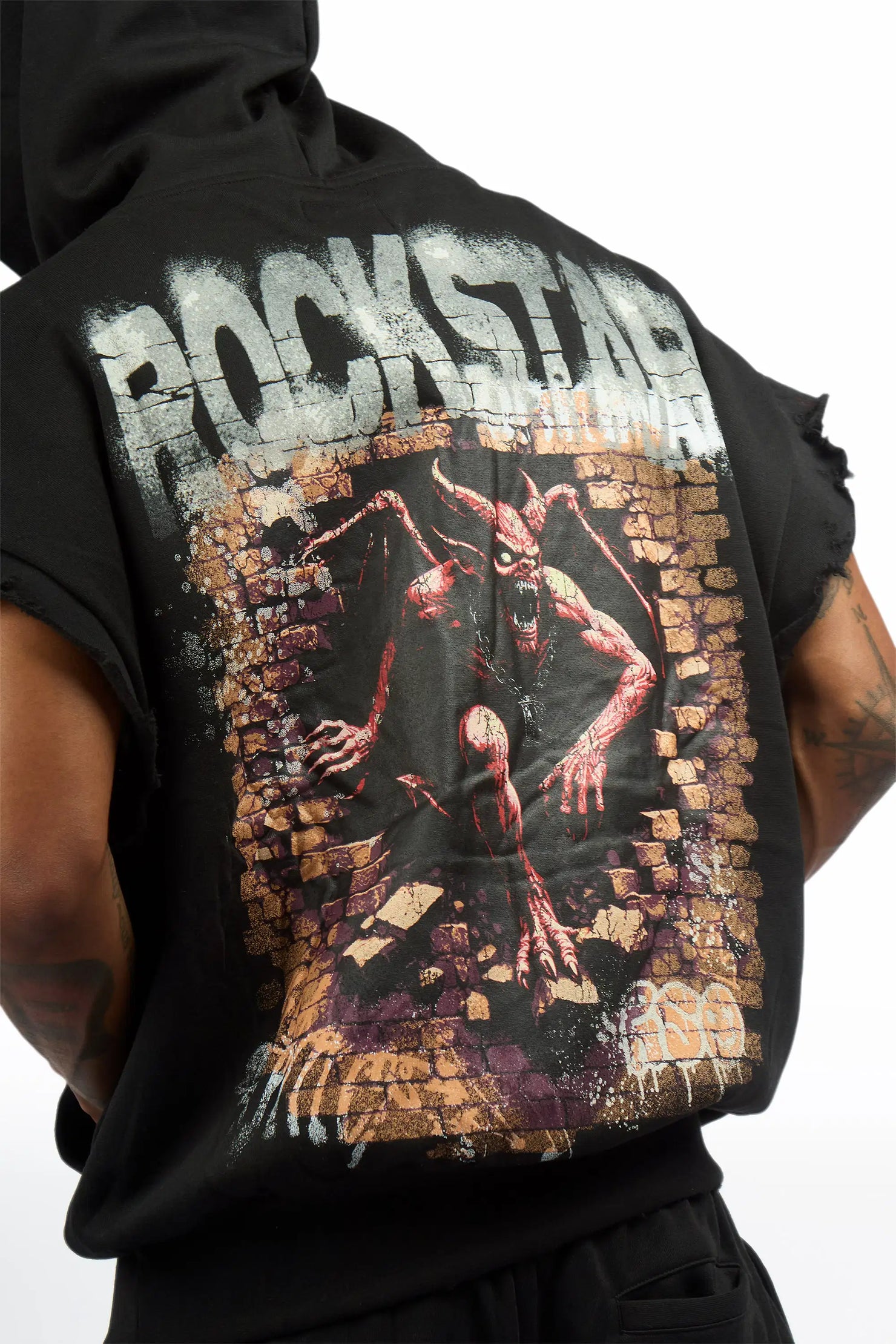Azyrx Black Cut Sleeve Hoodie/Baggy Pant Track Set