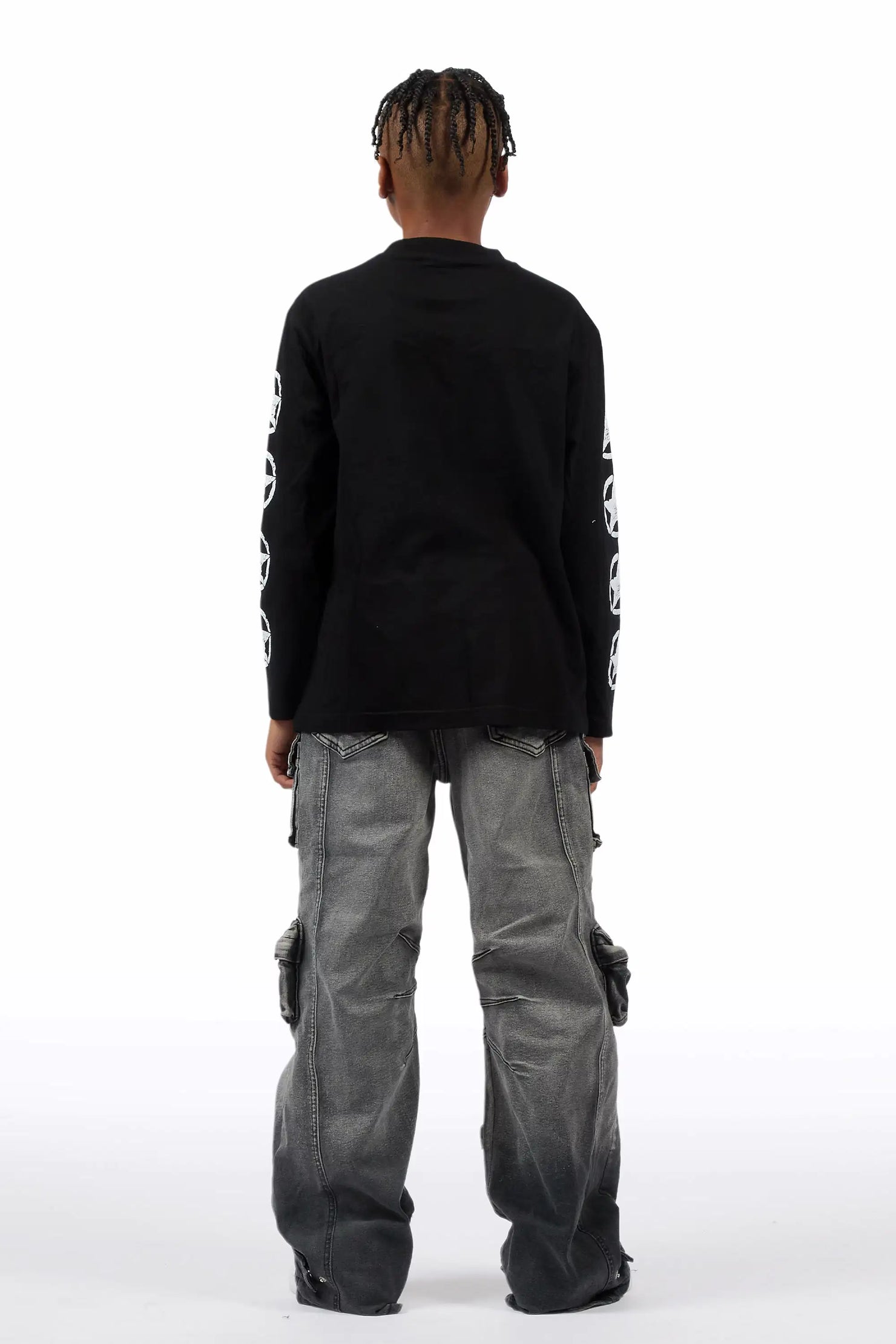 Boys Mahesh Grey Baggy Cargo Jean