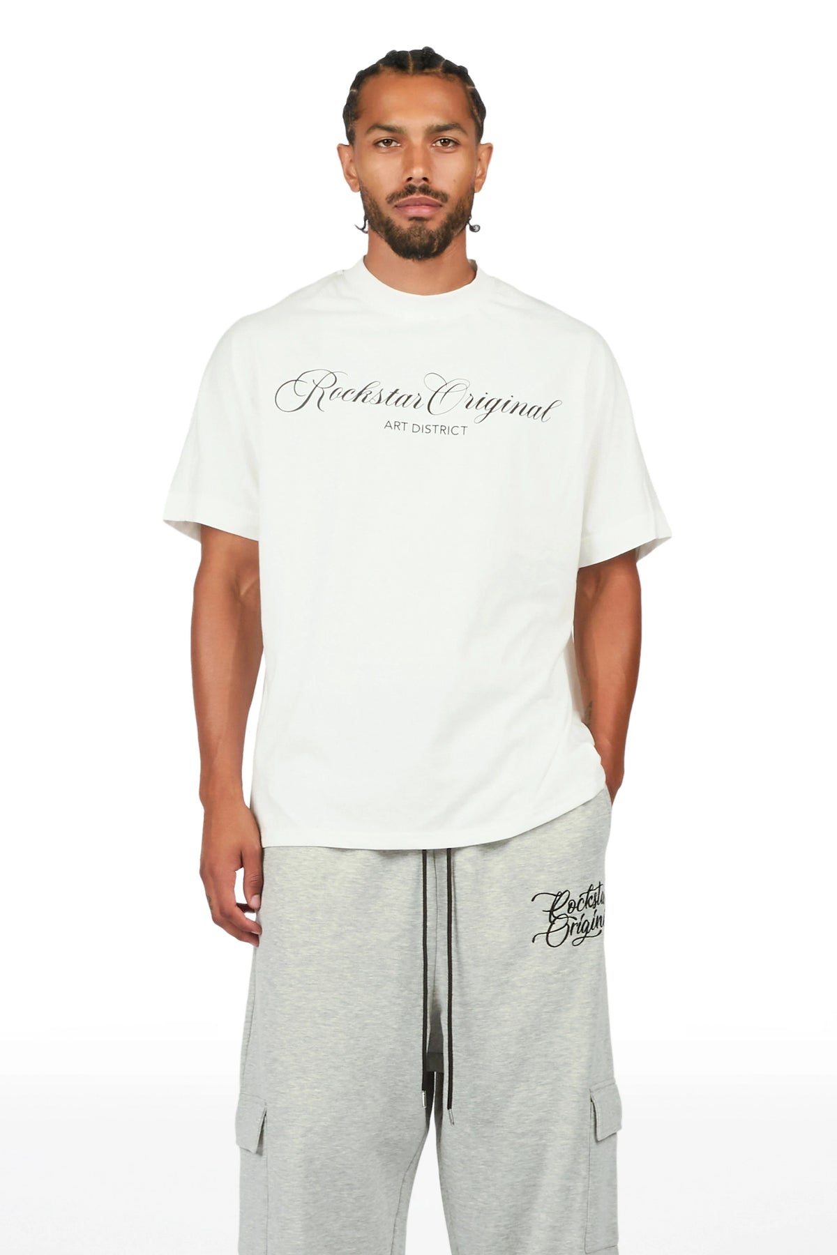 Adaty Heather Grey Chain Baggy Fit Pant