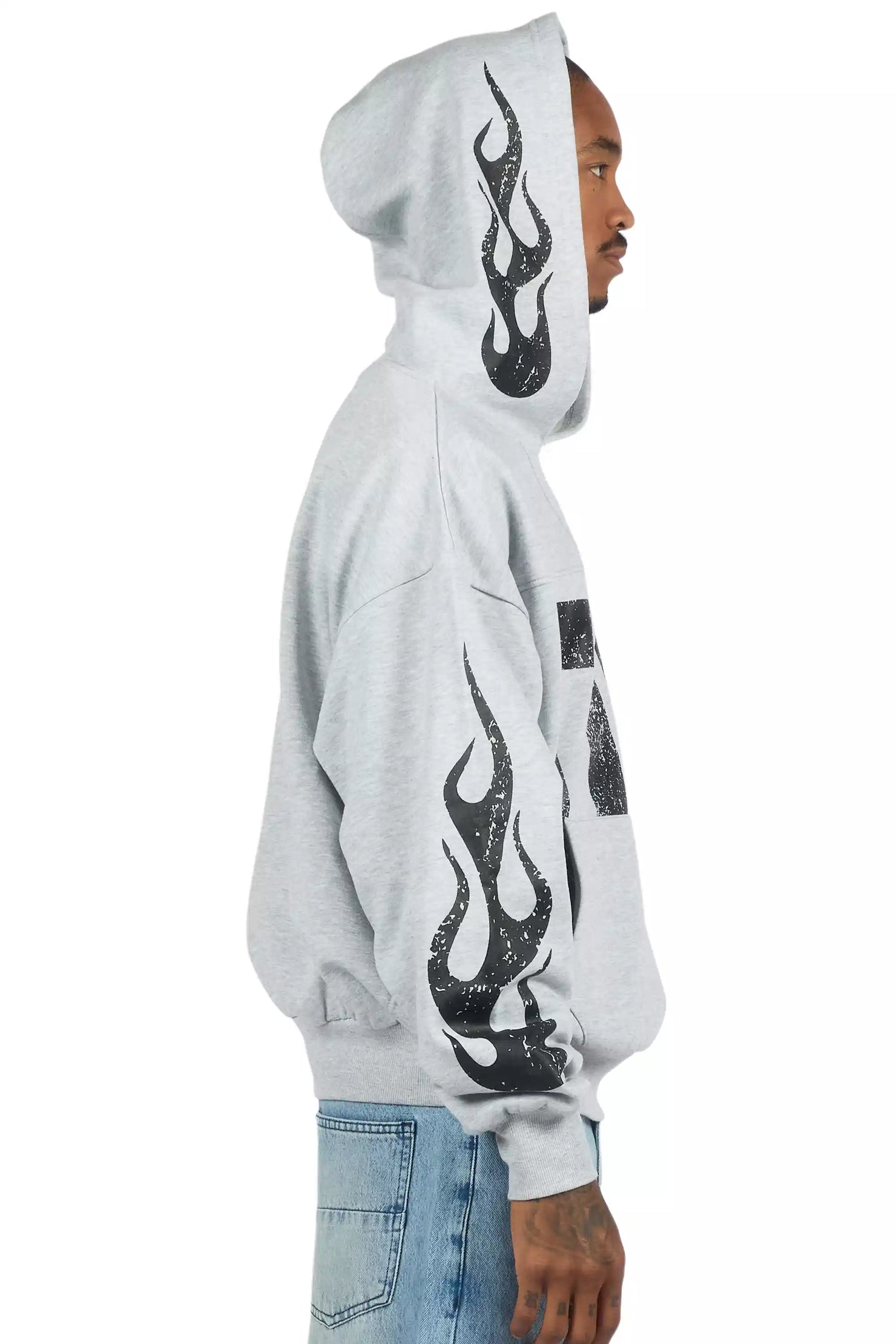 Aubin Heather Grey Boxy Crop Hoodie