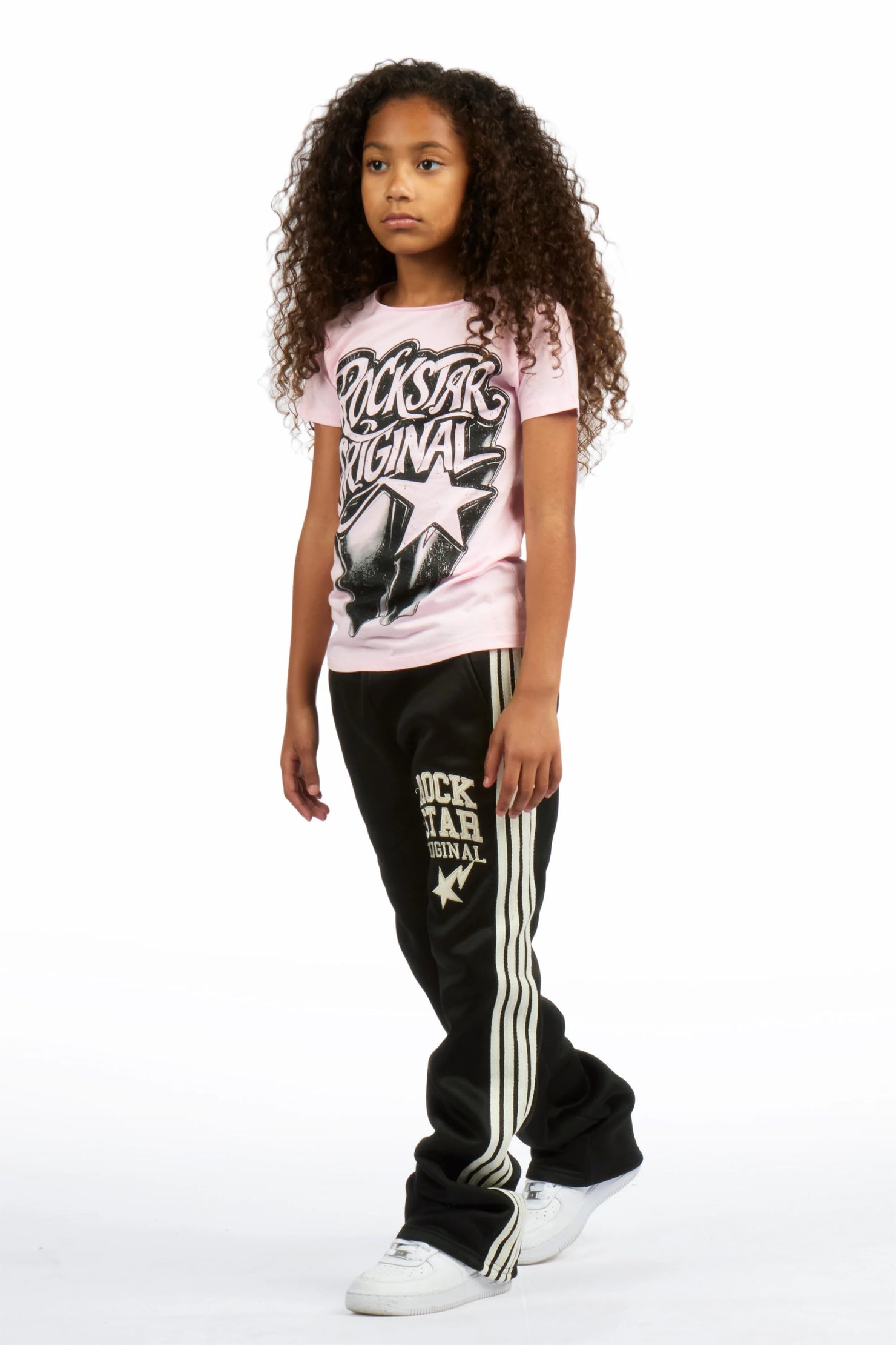 Girls Briana Black Stacked Flare Pant