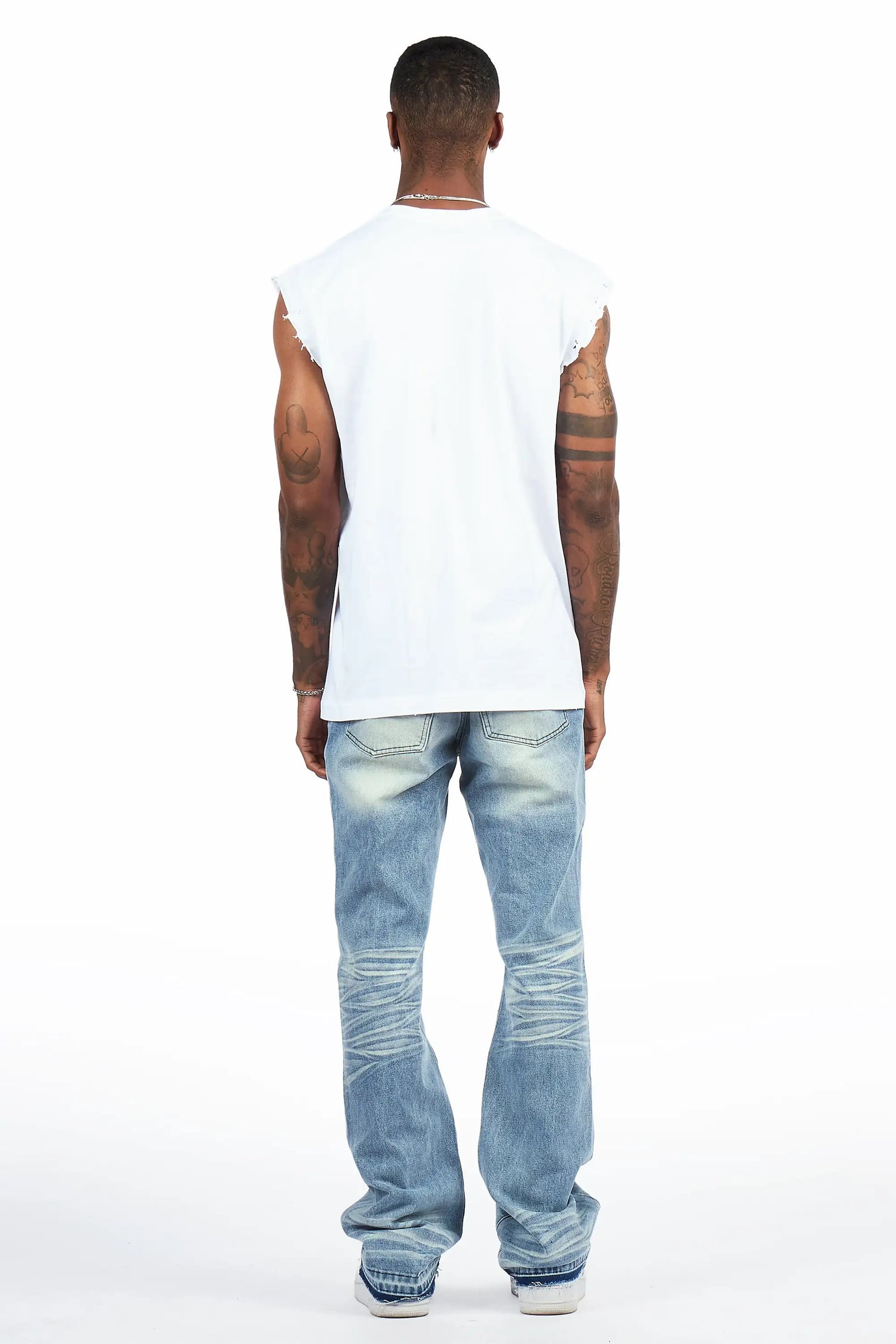 Folor Light Blue Stacked Flare Jean