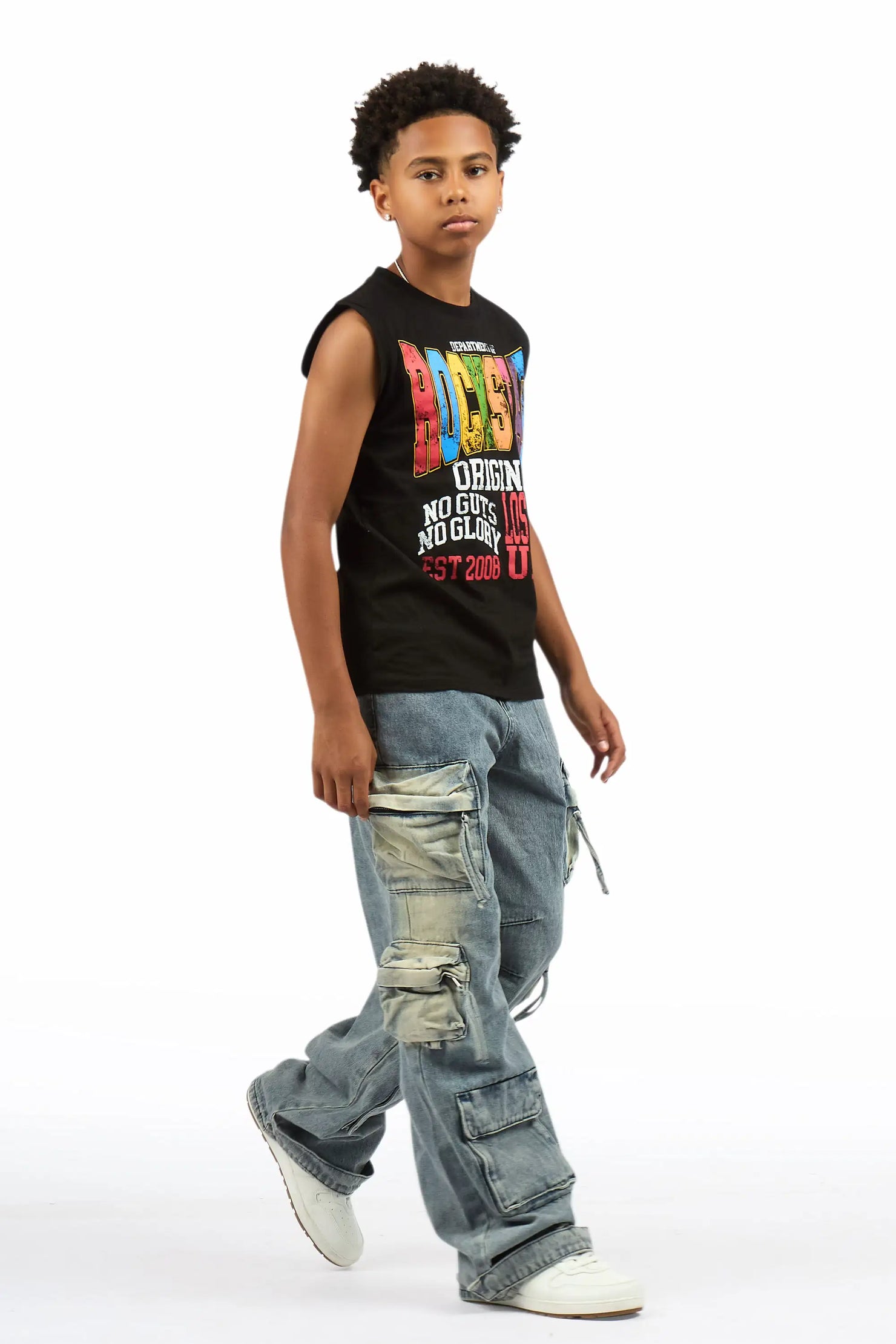 Boys Keen Black Cut Off Graphic T-Shirt