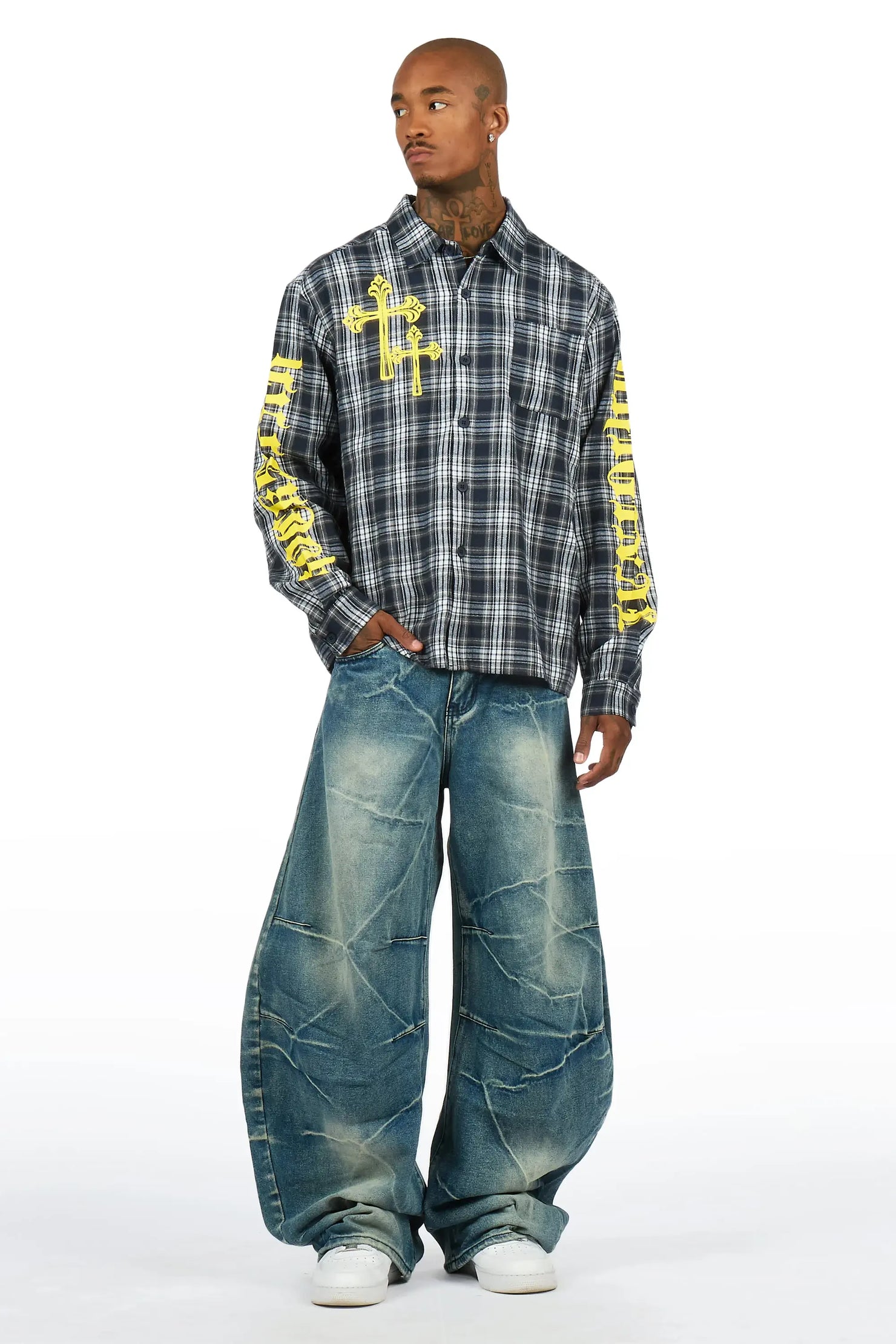 Helder Navy Flannel Long Sleeve Shirt