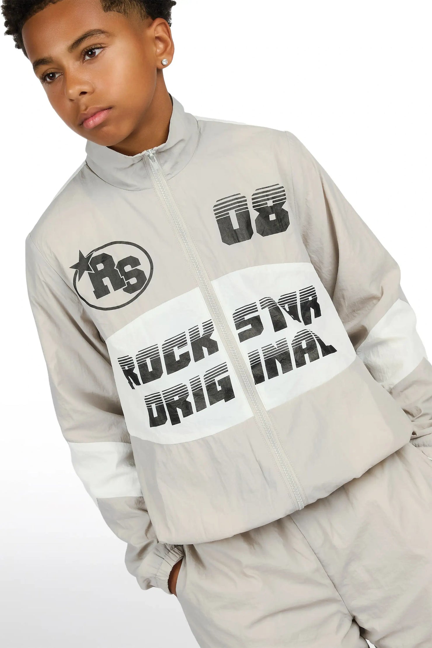 Boys Wayra Grey Windbreaker Jacket Track Set