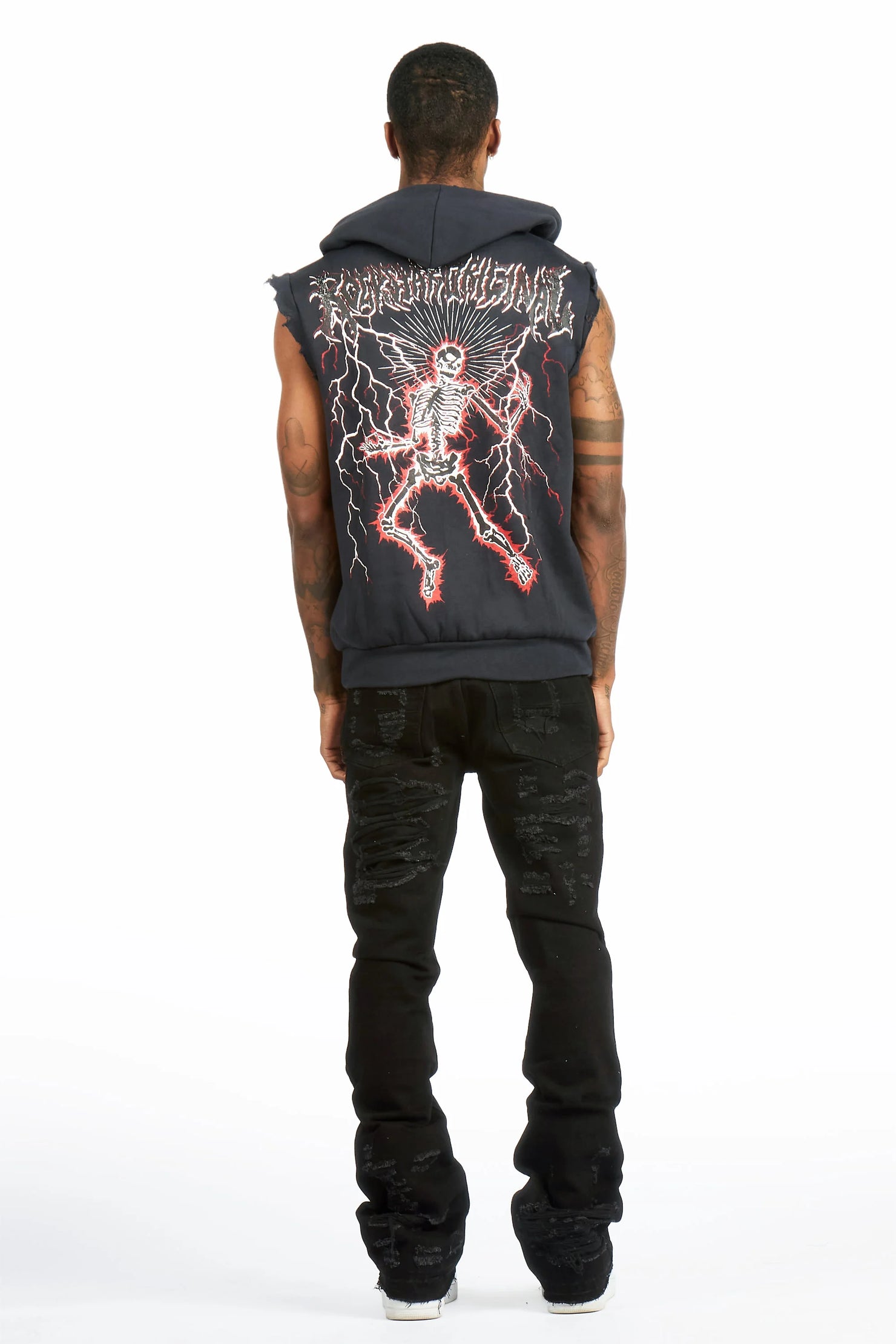 Mathey Black Rhinestone Stacked Fit Jean