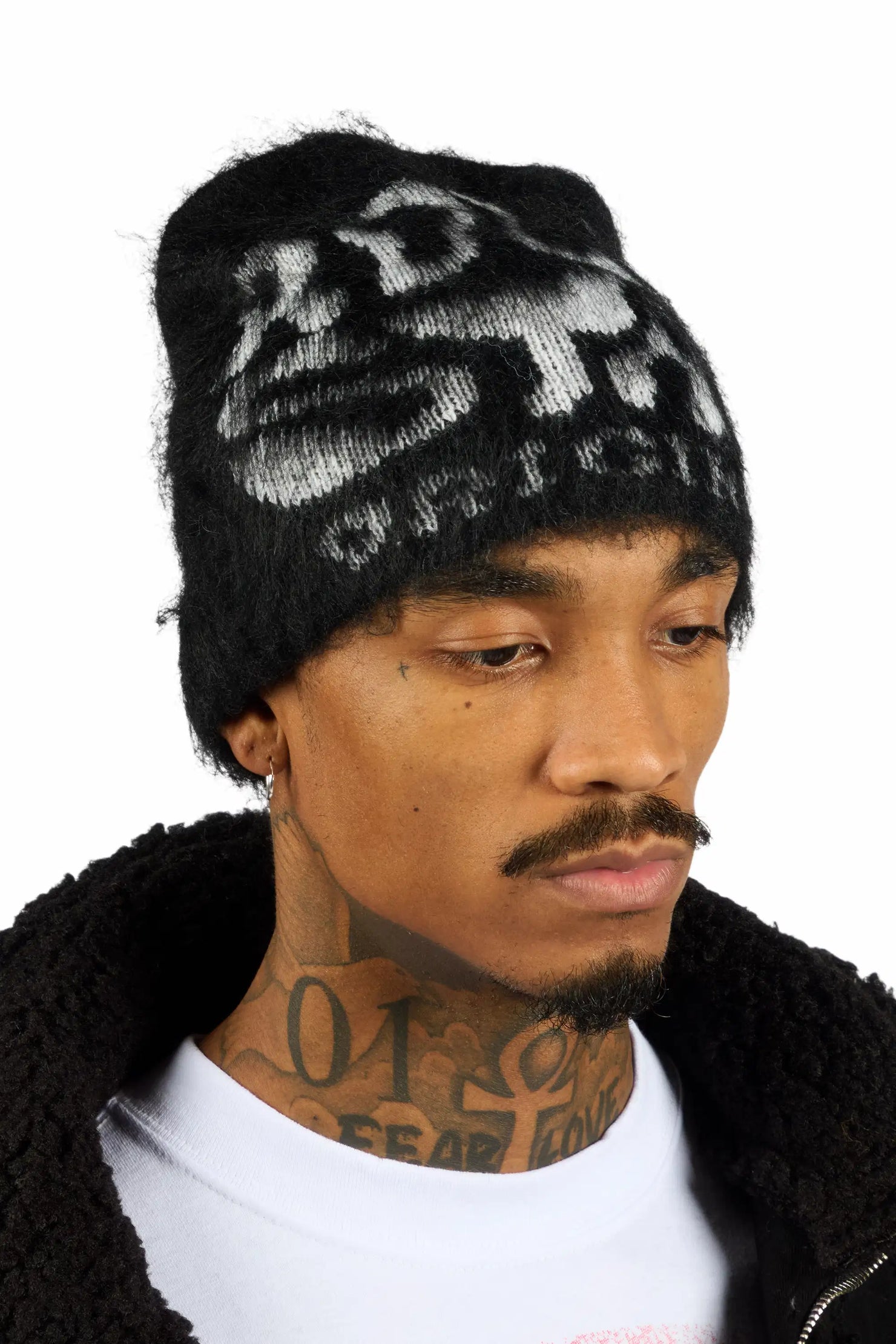 Warblen Black Knitted Mohair Beanie