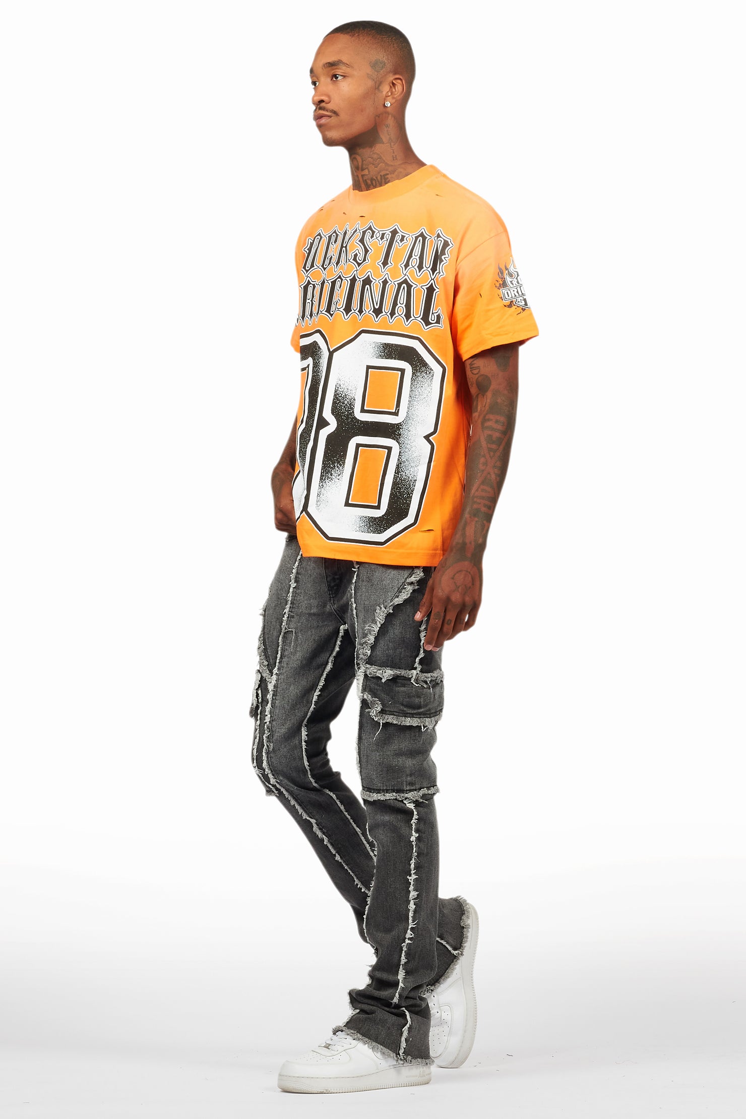 Alim Orange Oversized Graphic T-Shirt