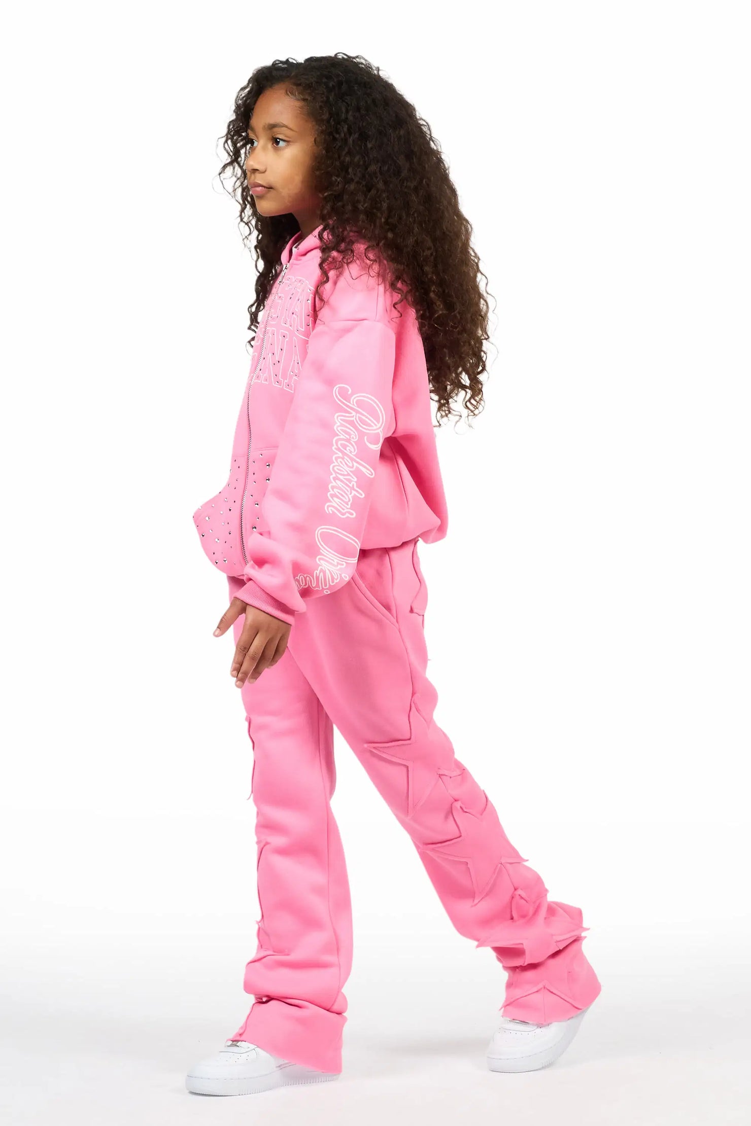 Girls Sinayah Pink Stacked Track Pant
