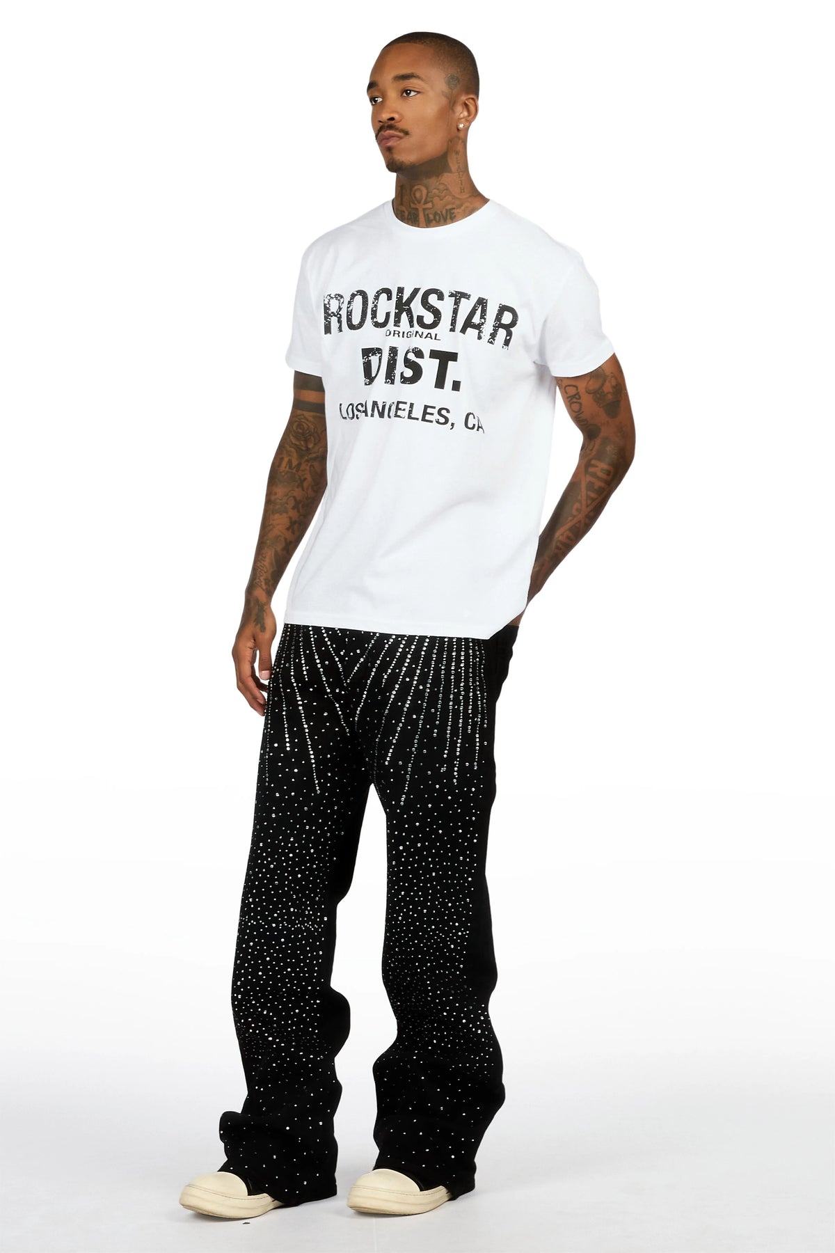 Keki Black Rhinestones Baggy Fit Jeans