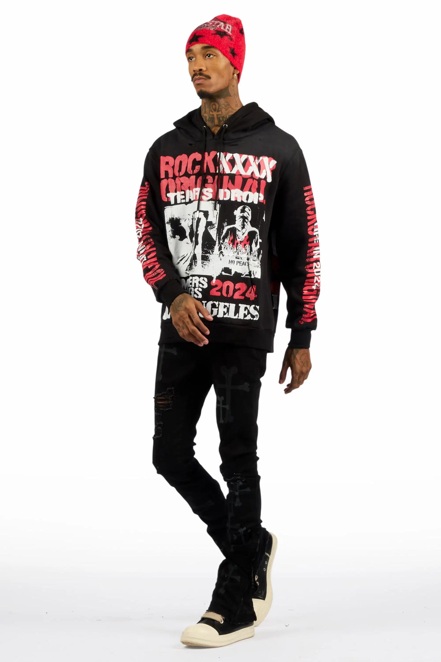 Olivier Ferg Black Stacked Flare Jean