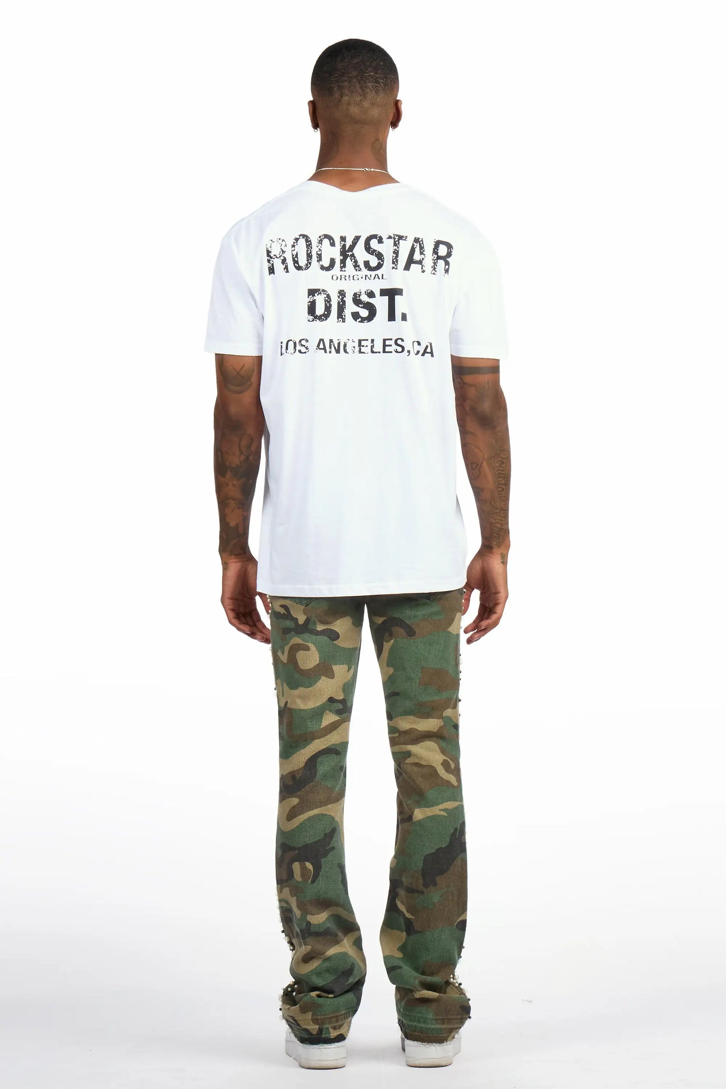 Warren Faded Camo Pearl Stacked Flare Jean