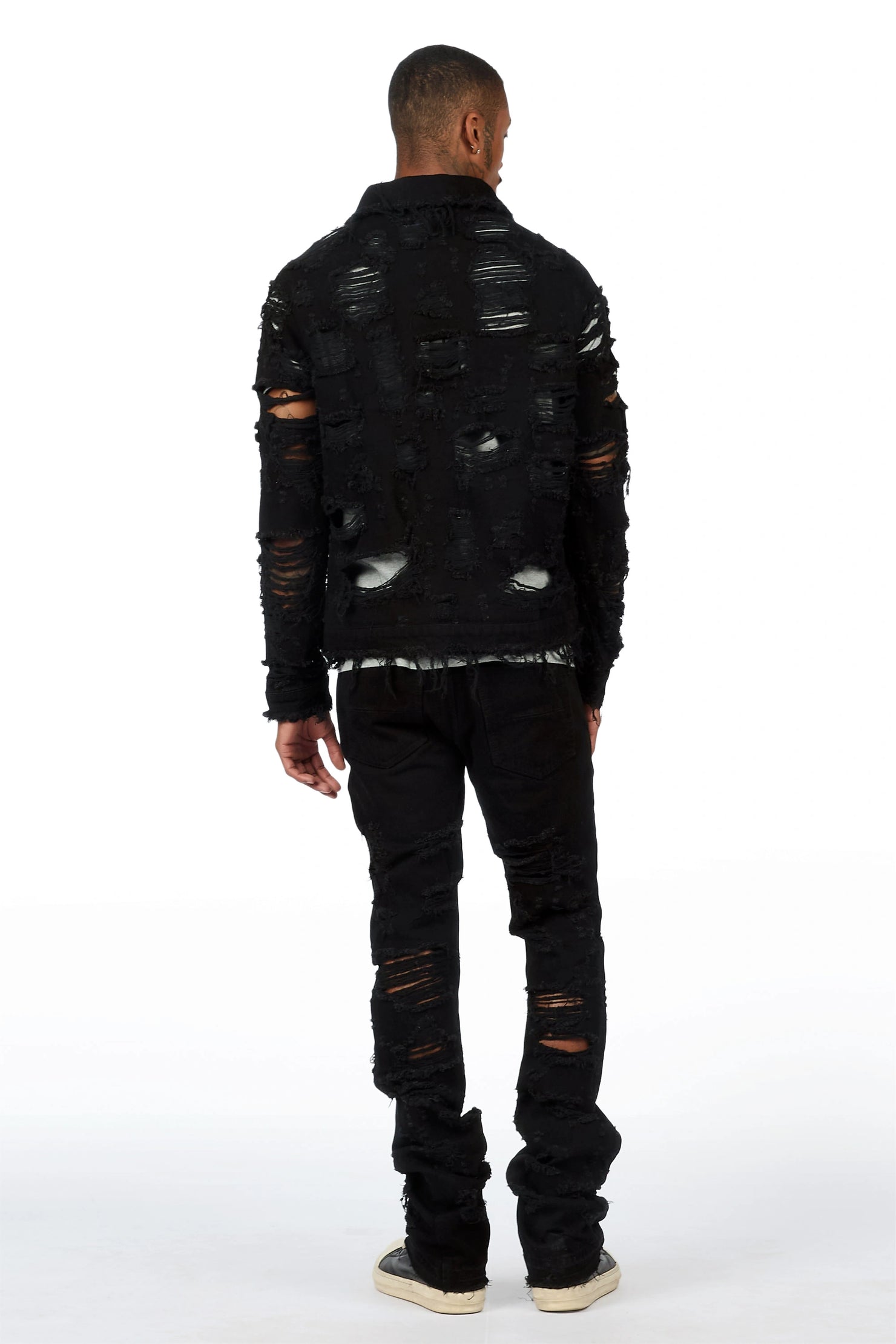 Faro Black Denim Jacket/Stacked Flare Jean Set