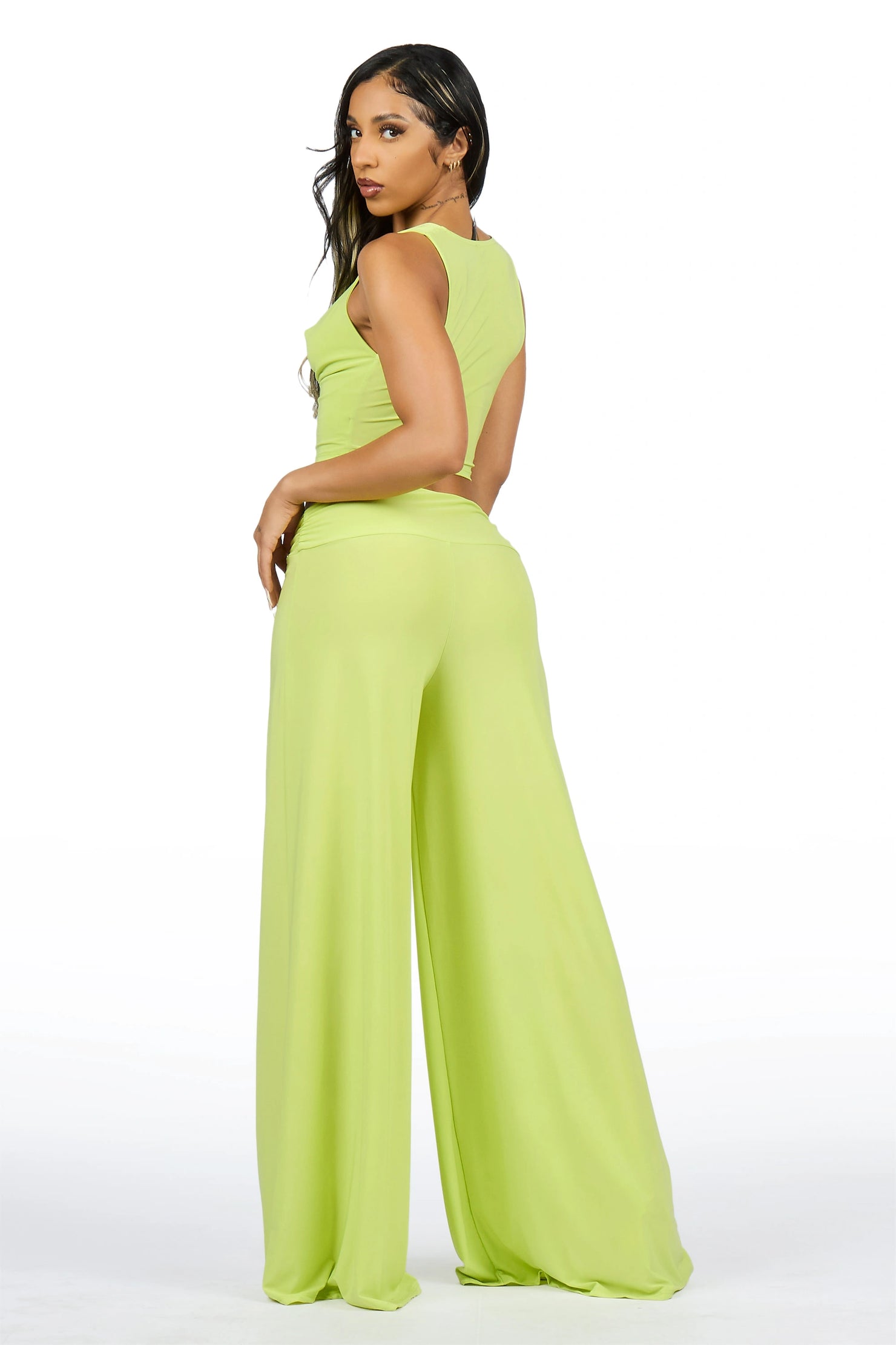 Eye-Catching Citrus 2 pc Halter Pant Set