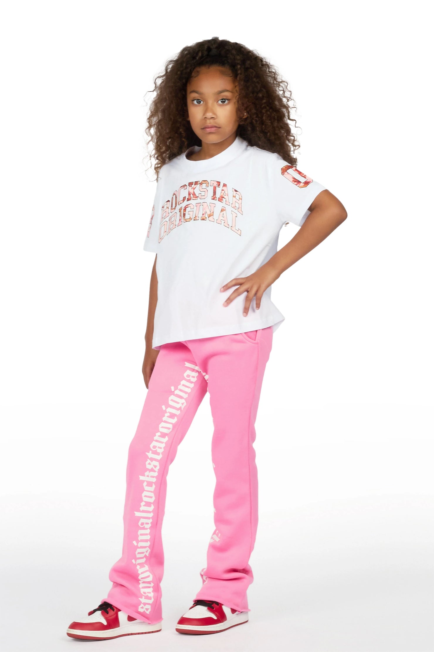 Girls Blakely Bubblegum Pink Stacked Track Pant