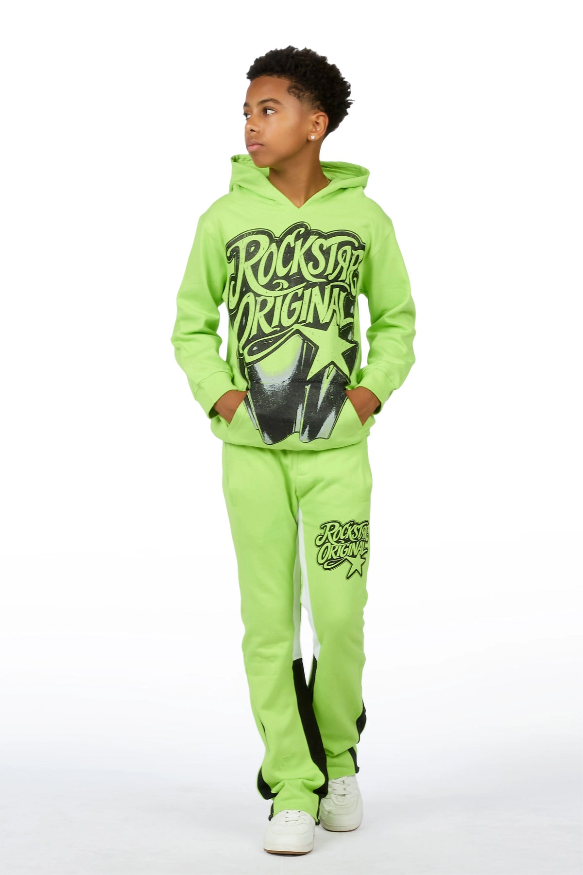 Boys Zayden Neon Yellow Hoodie Track Set