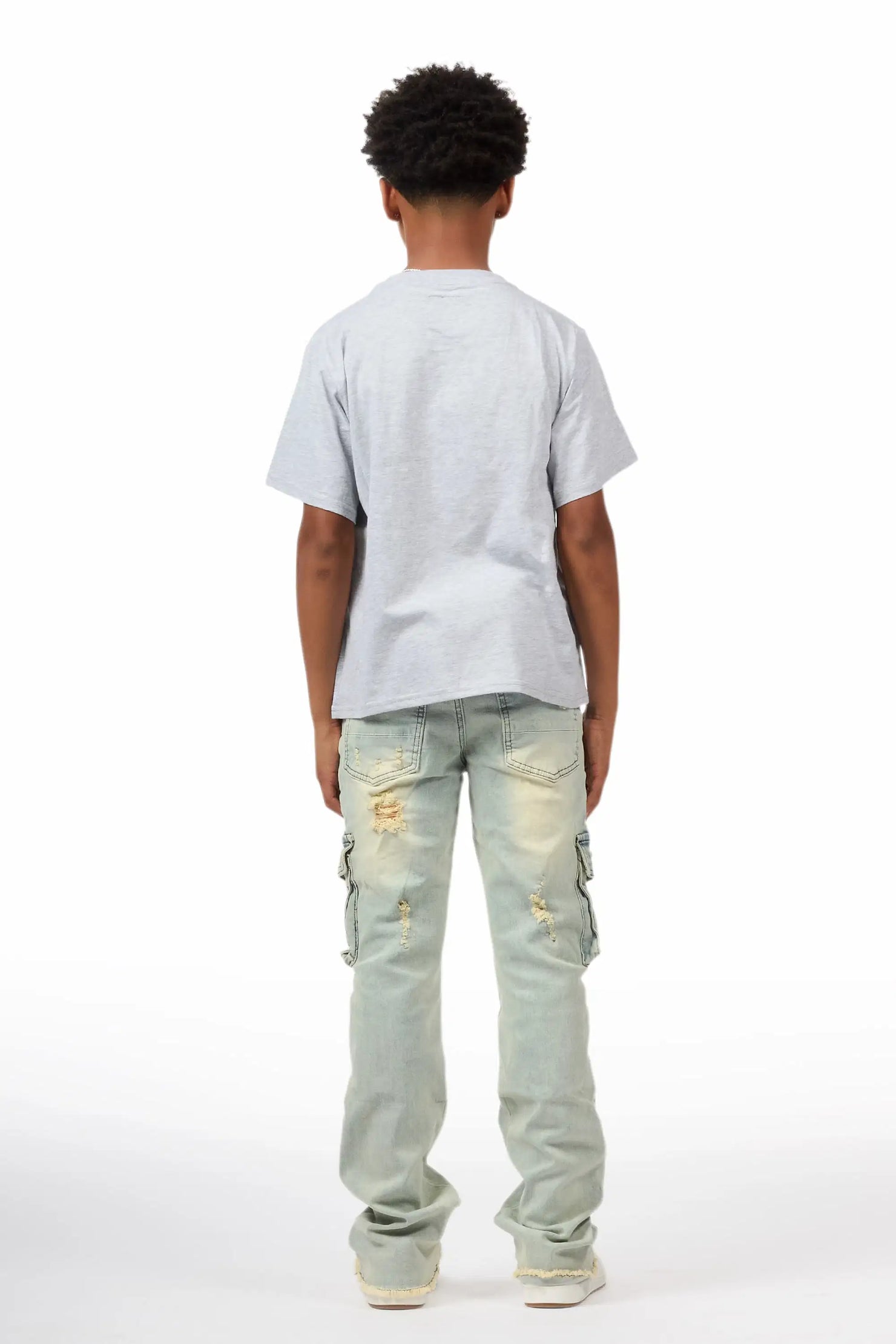 Boys Adalee Blue Stacked Flare Jean