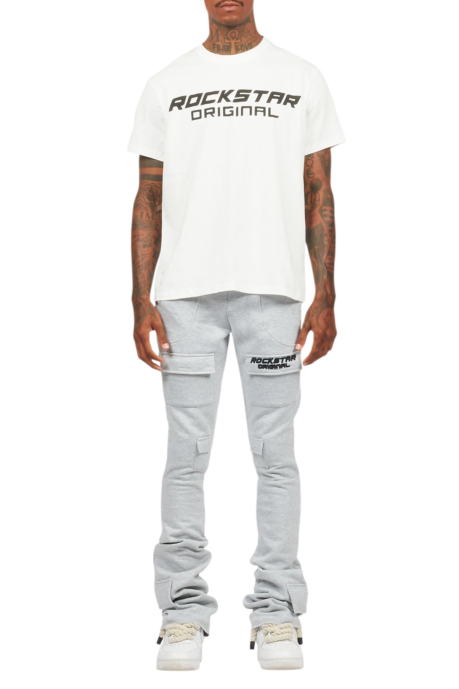 Connor Heather Grey T-Shirt/Stacked Flare Track Set