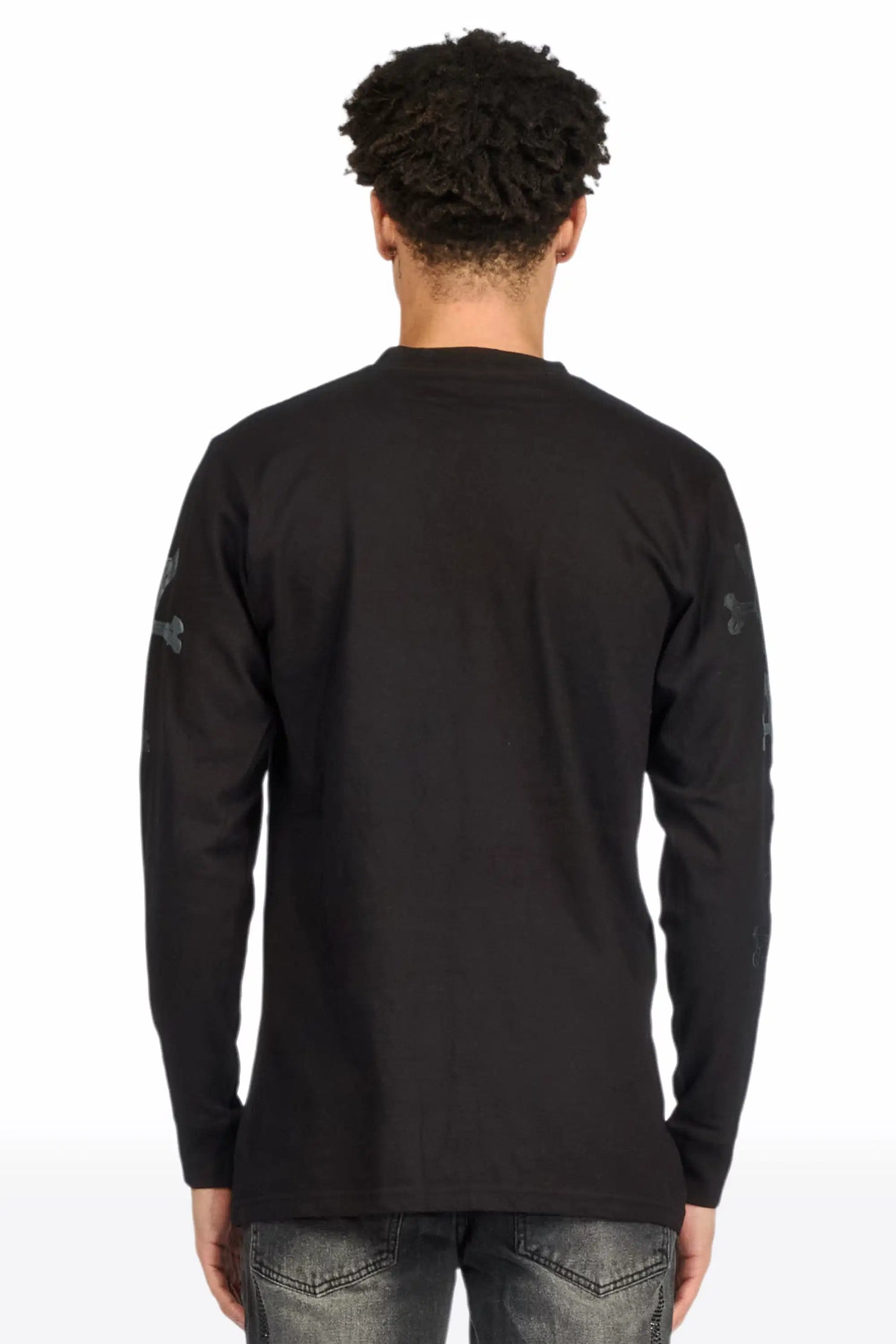 Olivier Black Long Sleeve Graphic T-Shirt