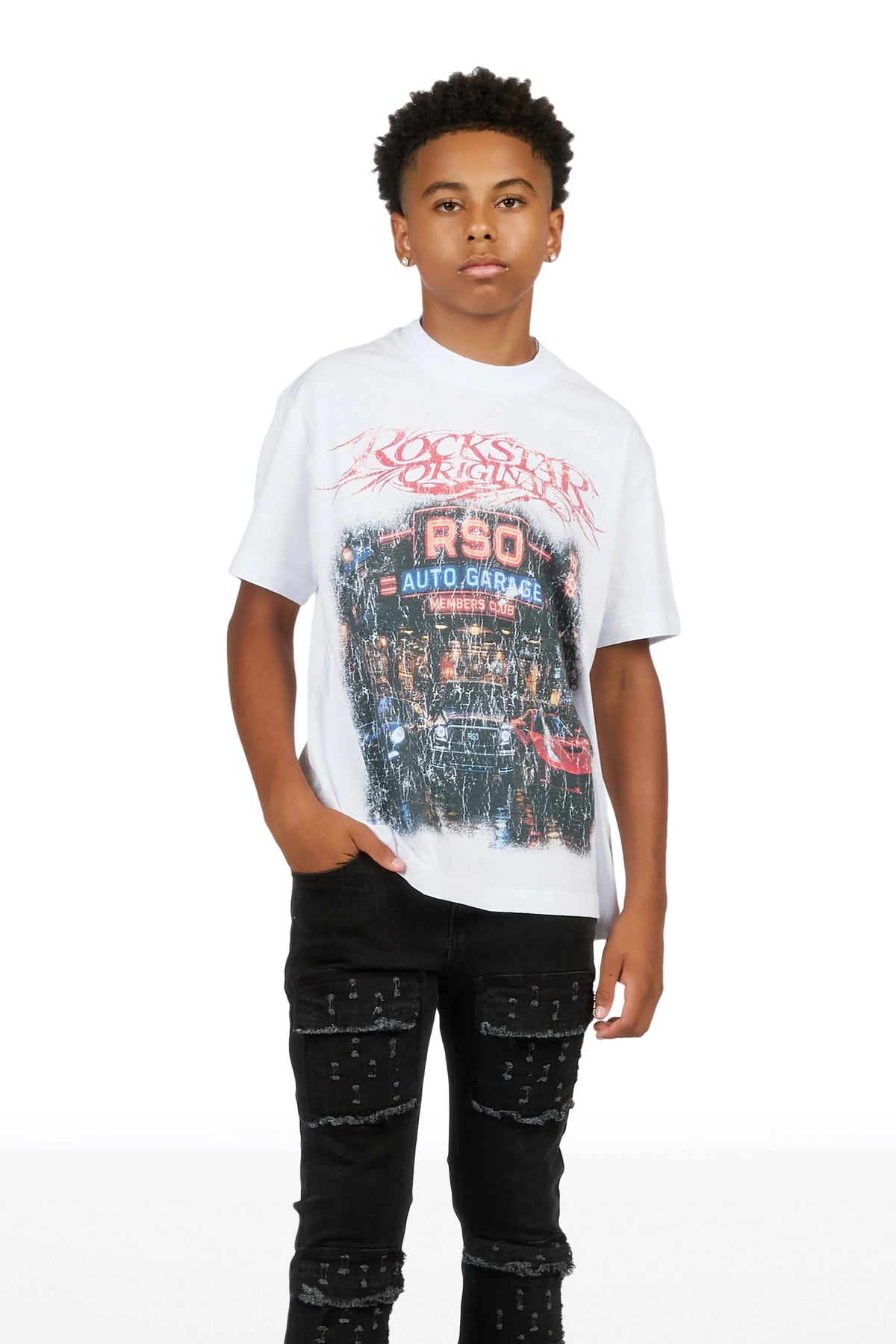 Boys Leonardo Black Stacked Flare Jean
