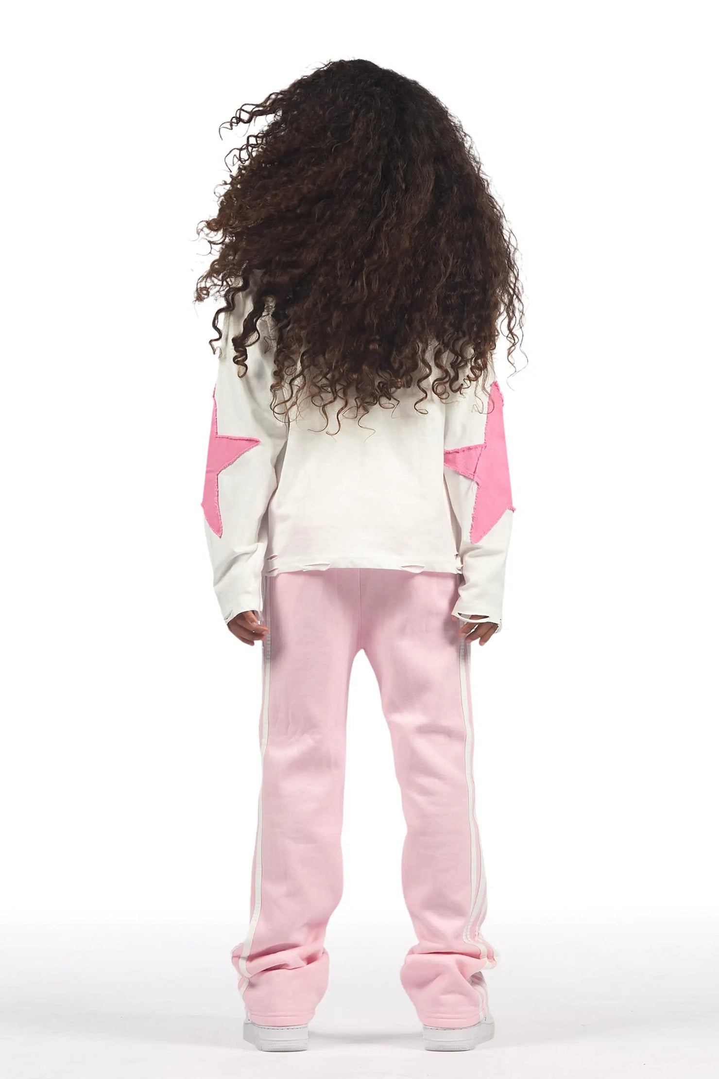 Girls Gerrit Pink Stacked Baggy Track Pant