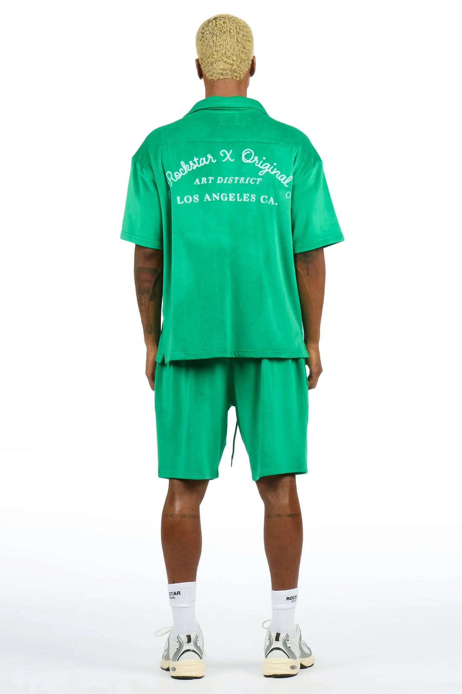 Crusoe Green Button Down Shirt/Short Set