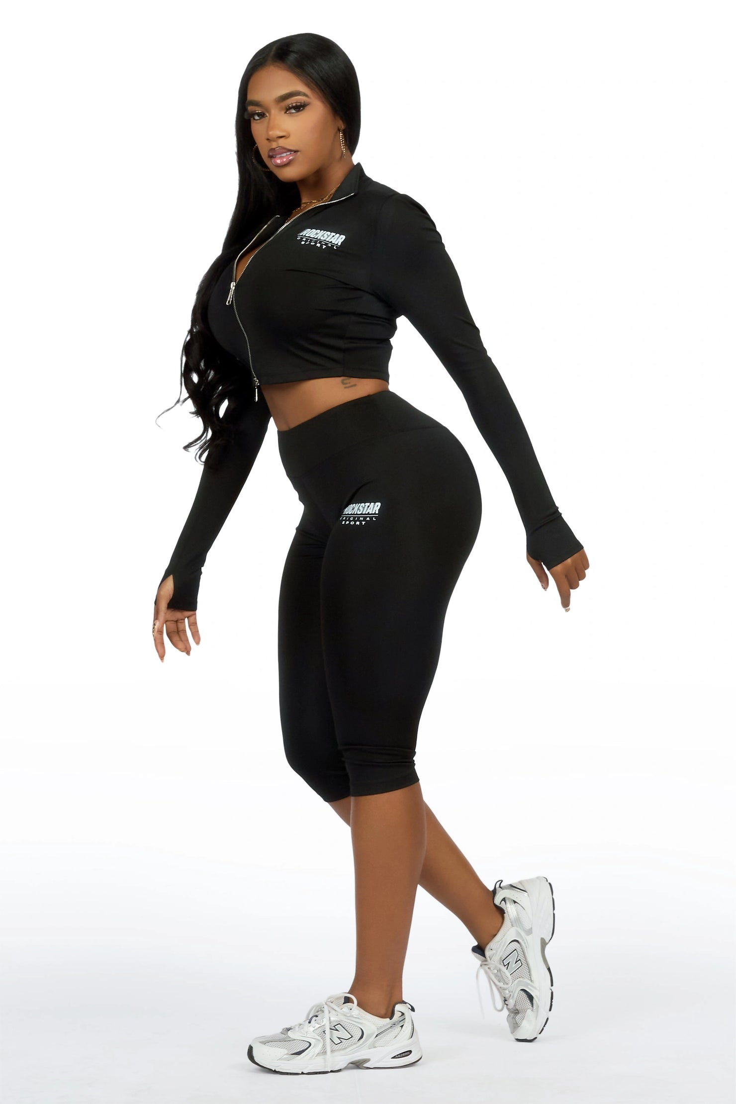 Annalisha Black Capri Active Set