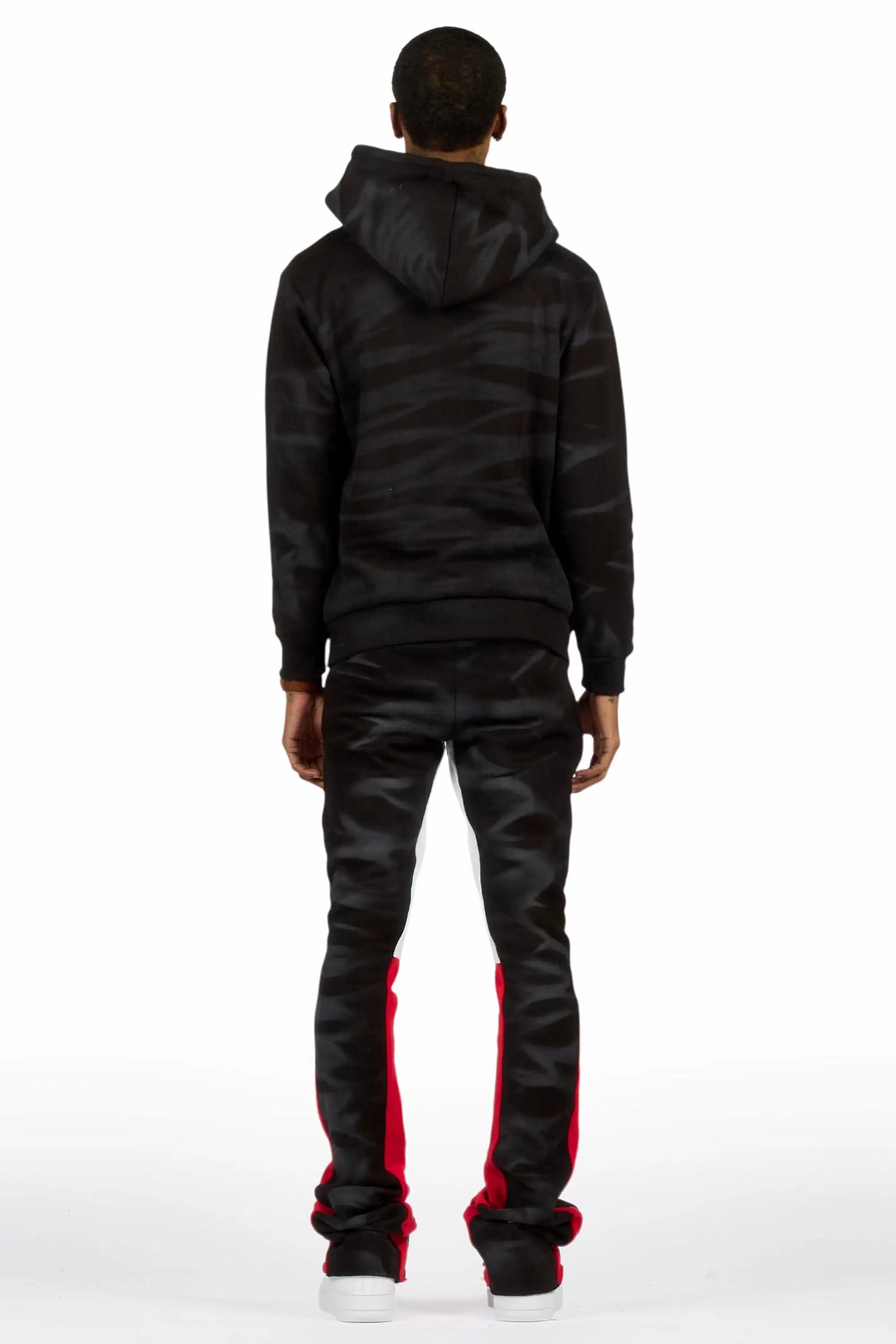 Nelly Black Spray Wash Hoodie Stacked Flare Track Set