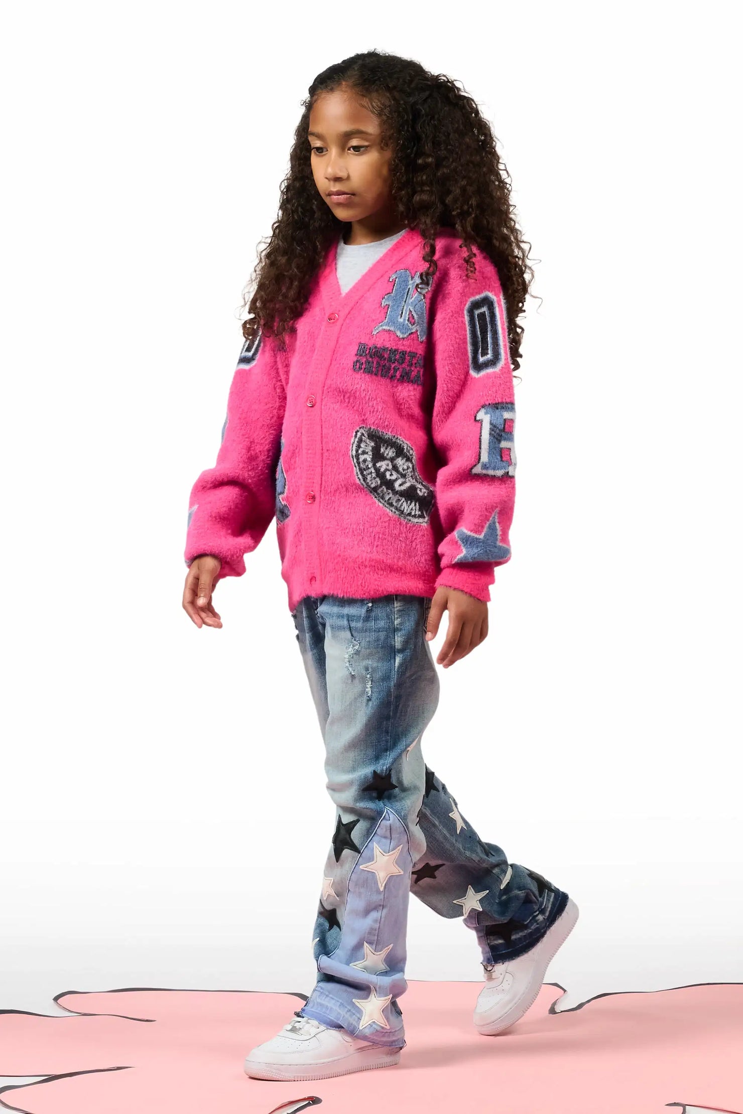 Girls Adella Medium Wash Stacked Jean
