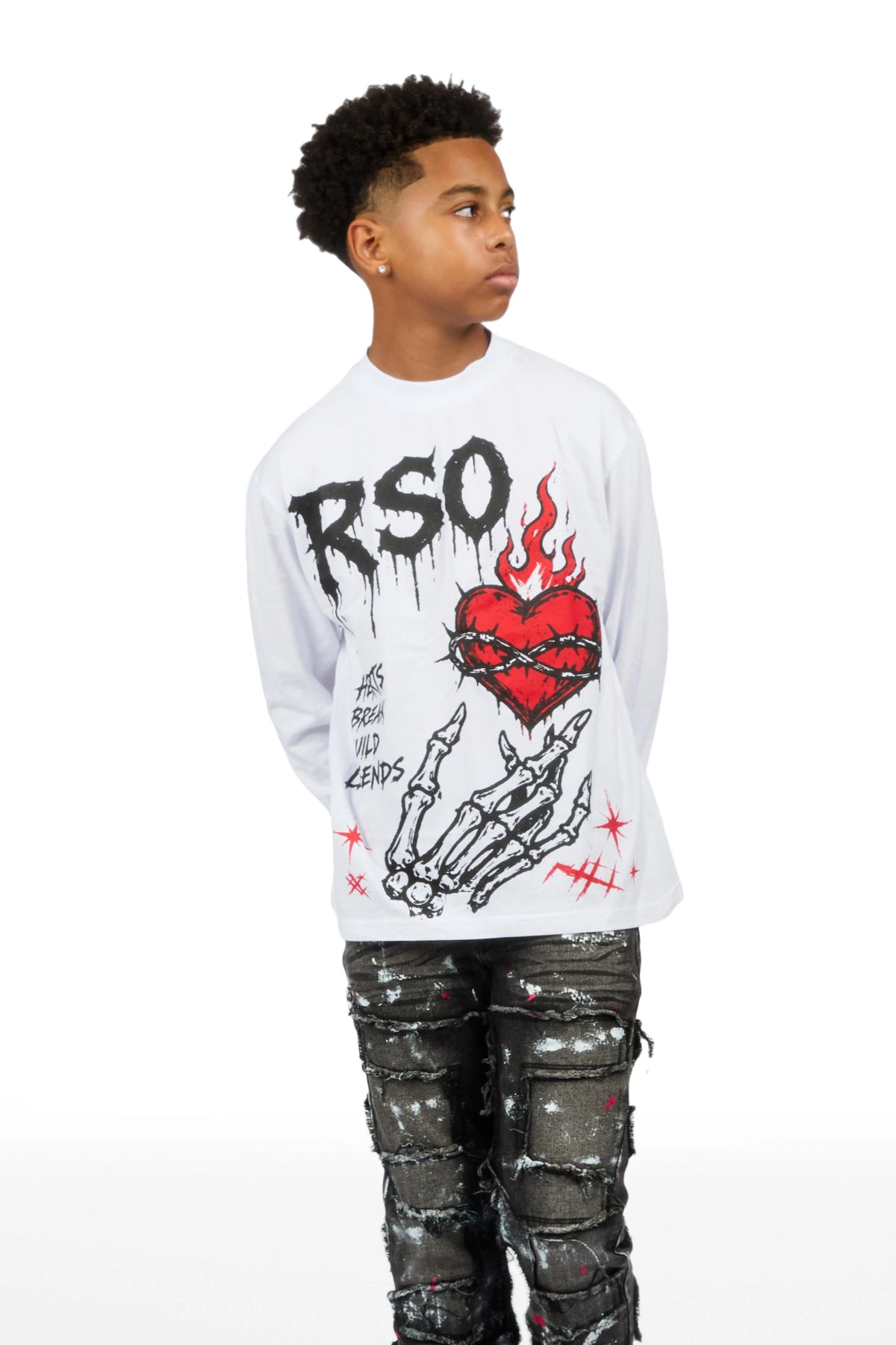 Boys Hercules White/Black Long Sleeve T-Shirt Stacked Painter Jean Set