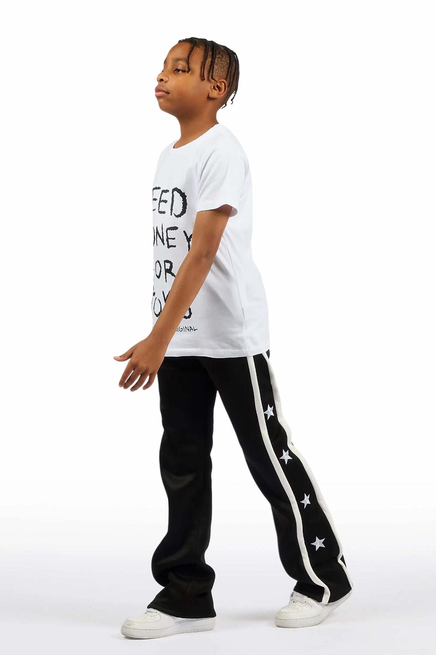 Boys Arkady Black Stacked Flare Track Pant