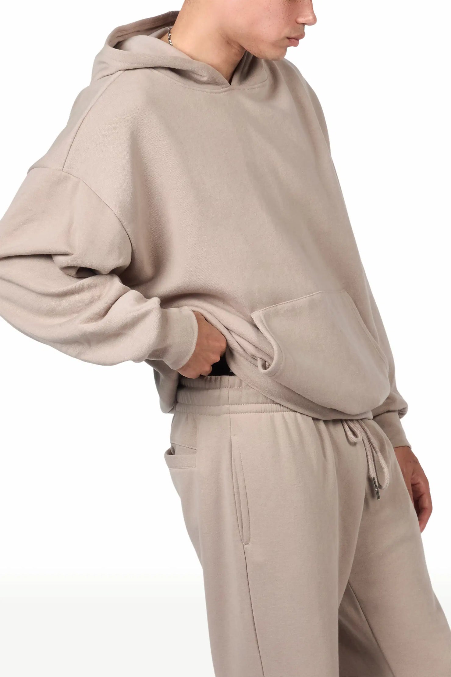 Basic Taupe Hoodie Relaxed Track Set
