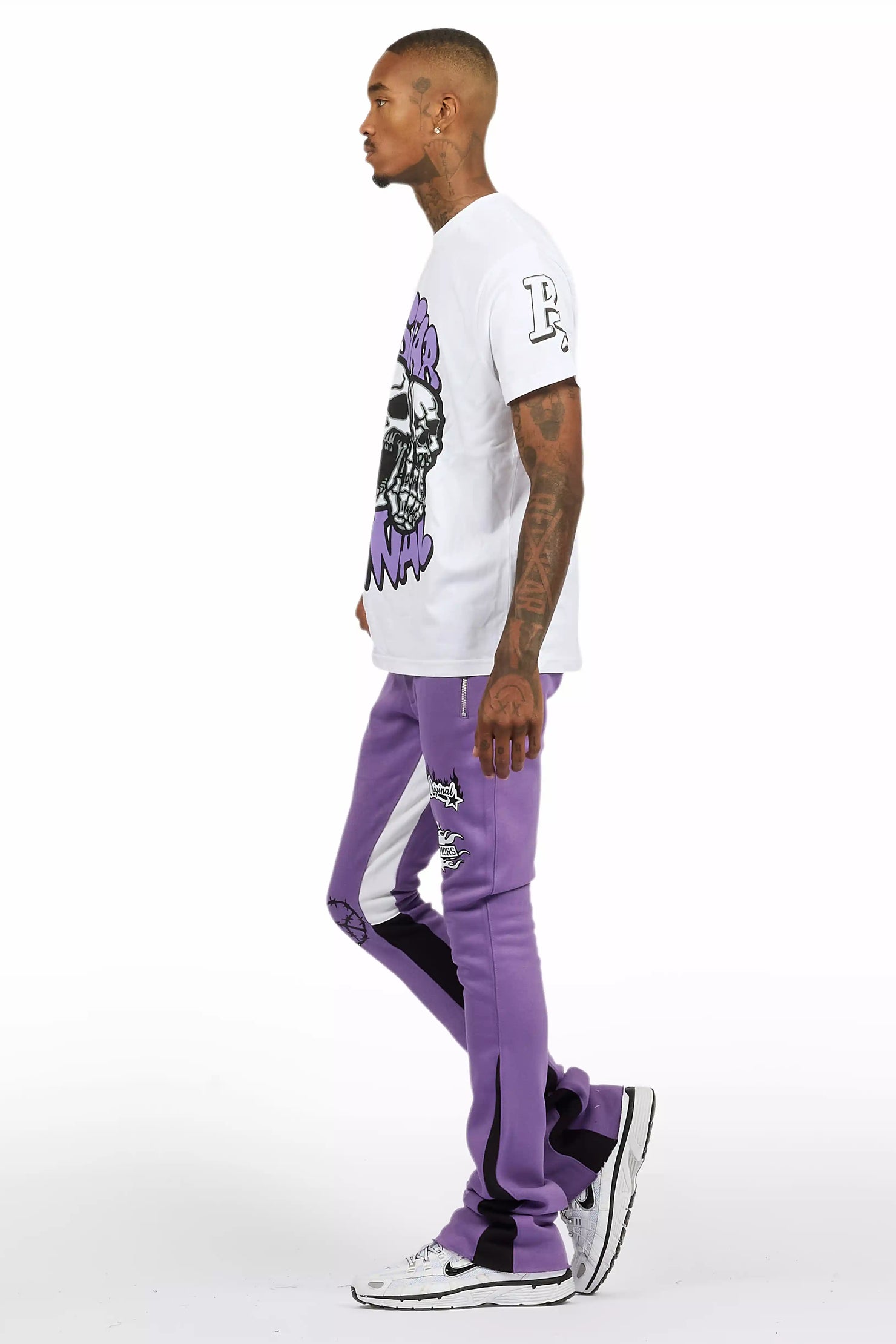 Rune Purple/White T-Shirt/Stacked Flare Track Set