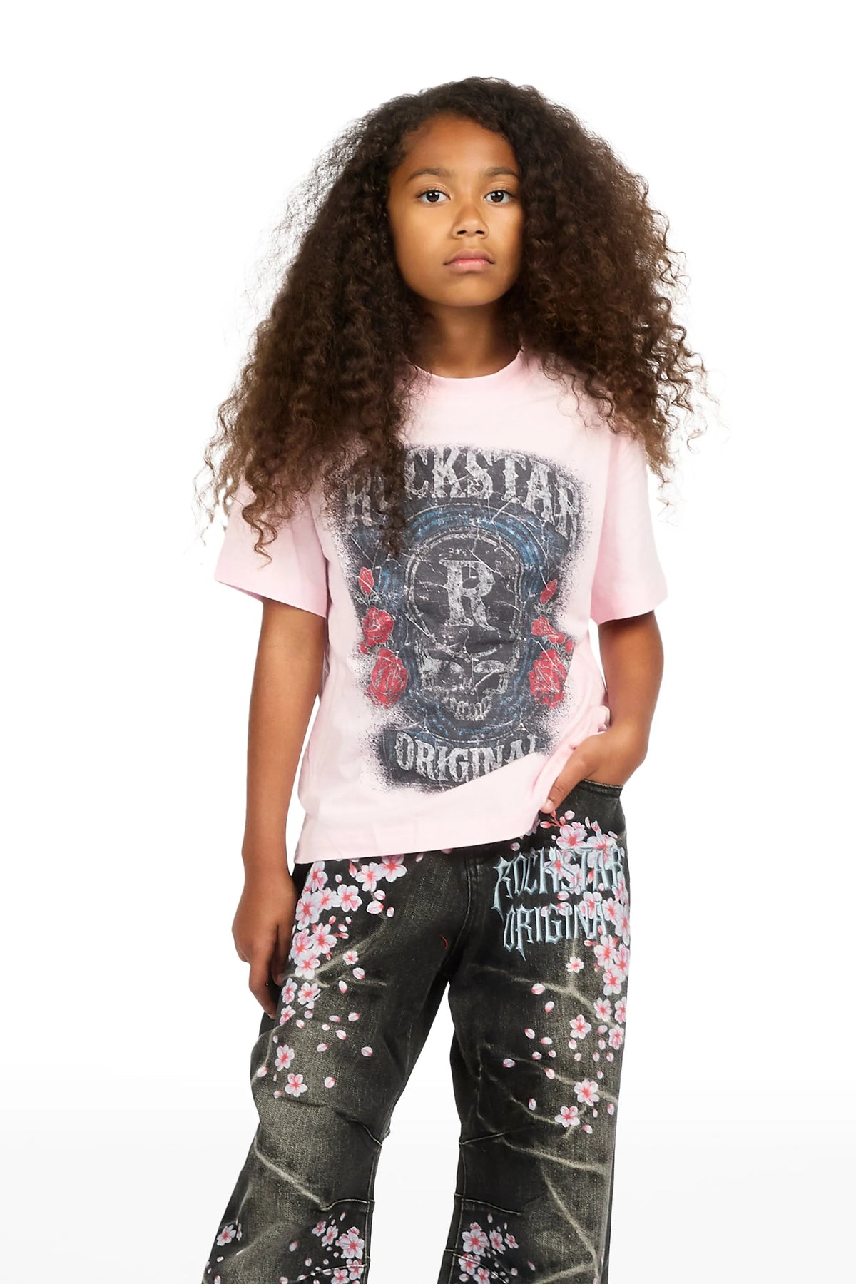 Girls Finna Black Barrel Fit Jean
