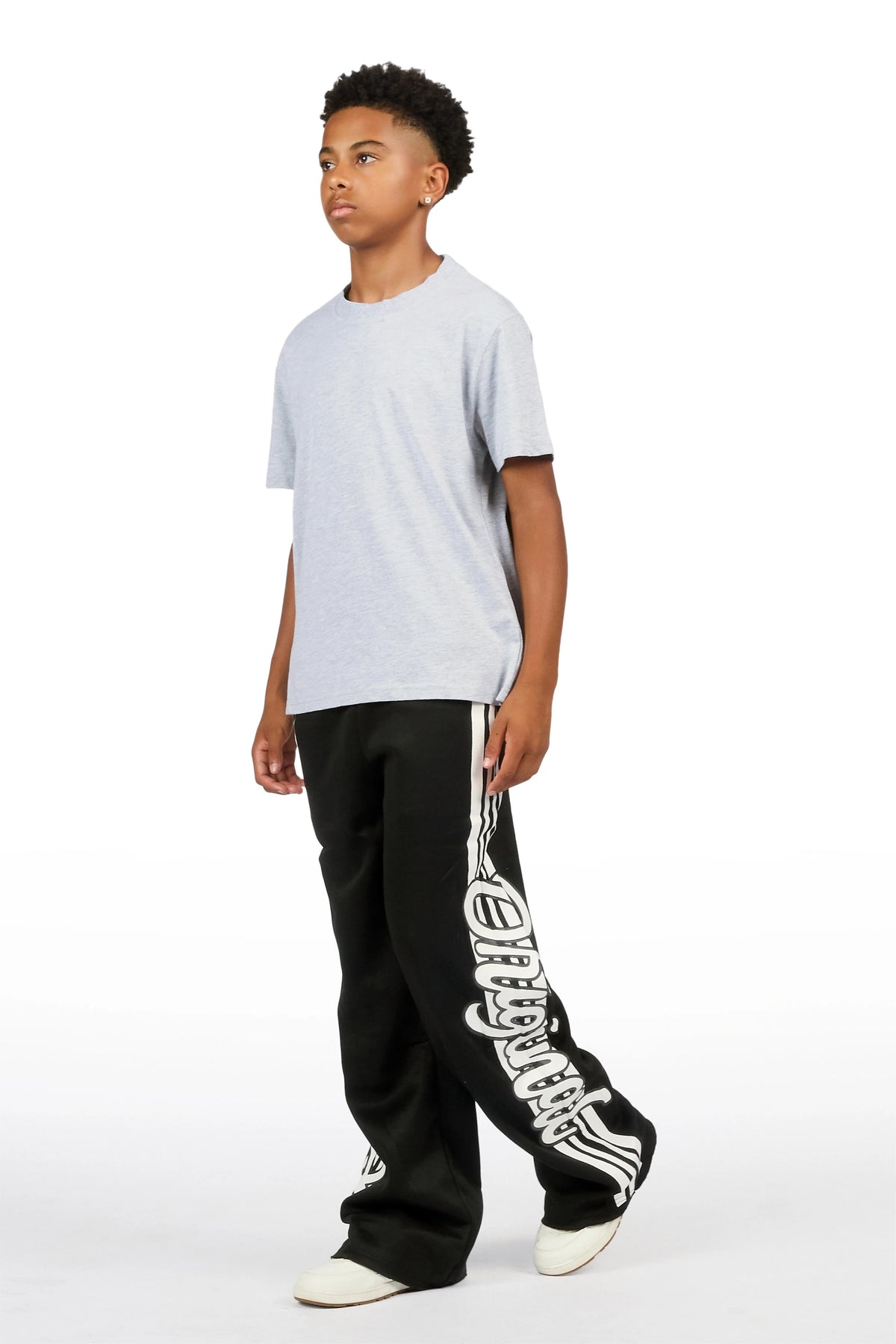 Boys Mozavi Black/White Baggy Track Pant