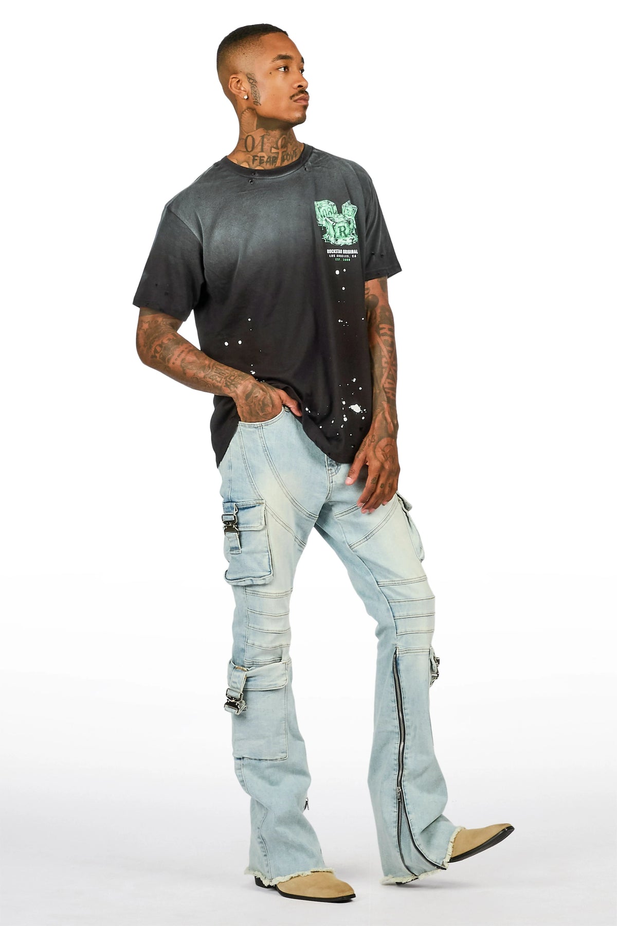 Hughes Blue Stacked Fit Jean