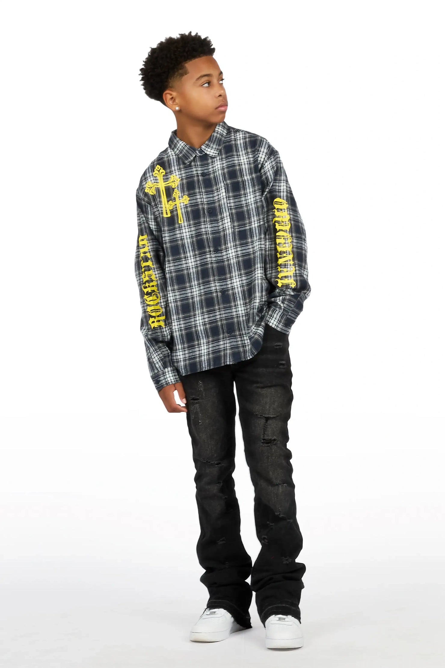 Boys Helder Navy Flannel Shirt