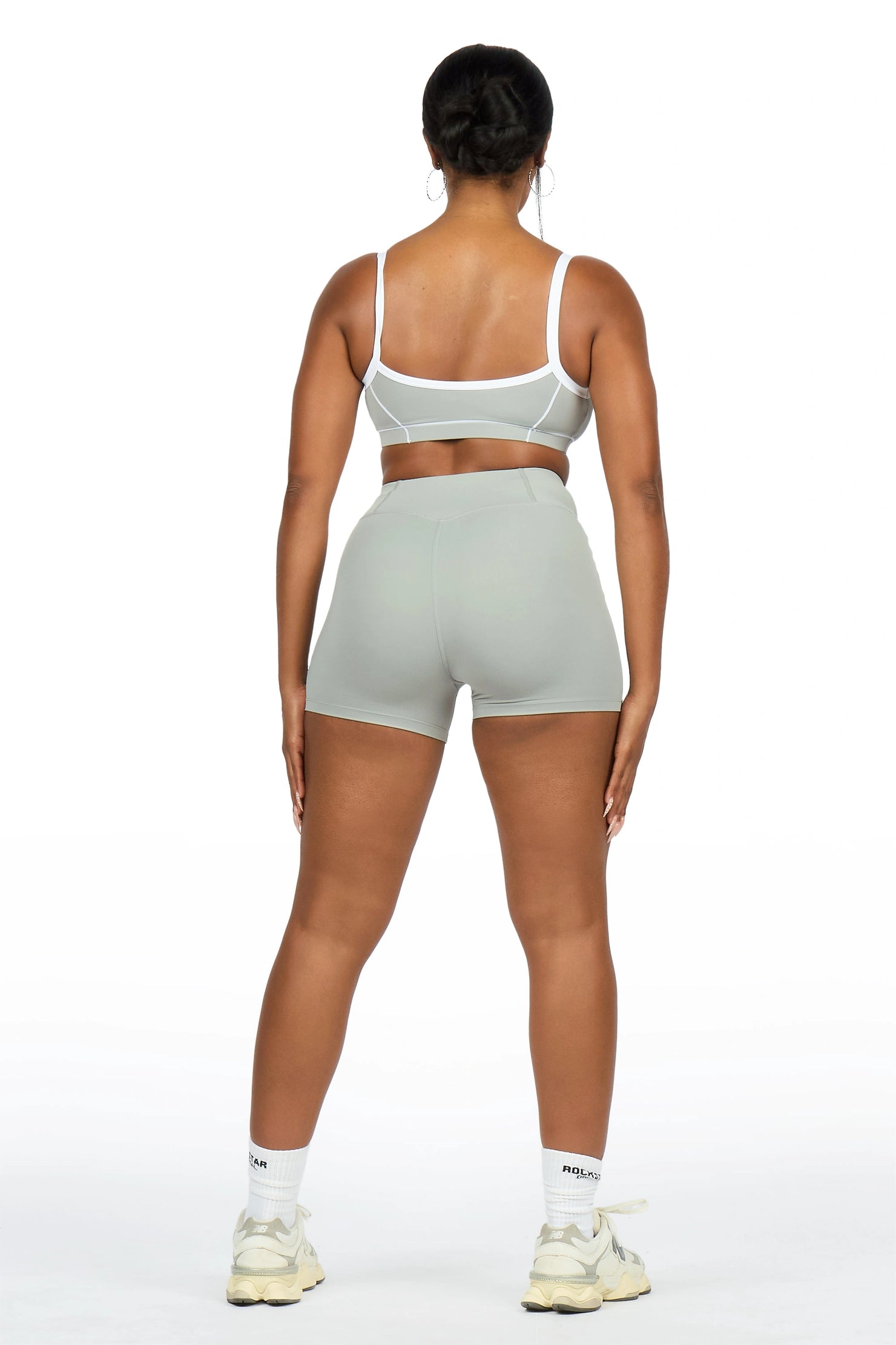Afshana Grey Tank Active Bike Short Set