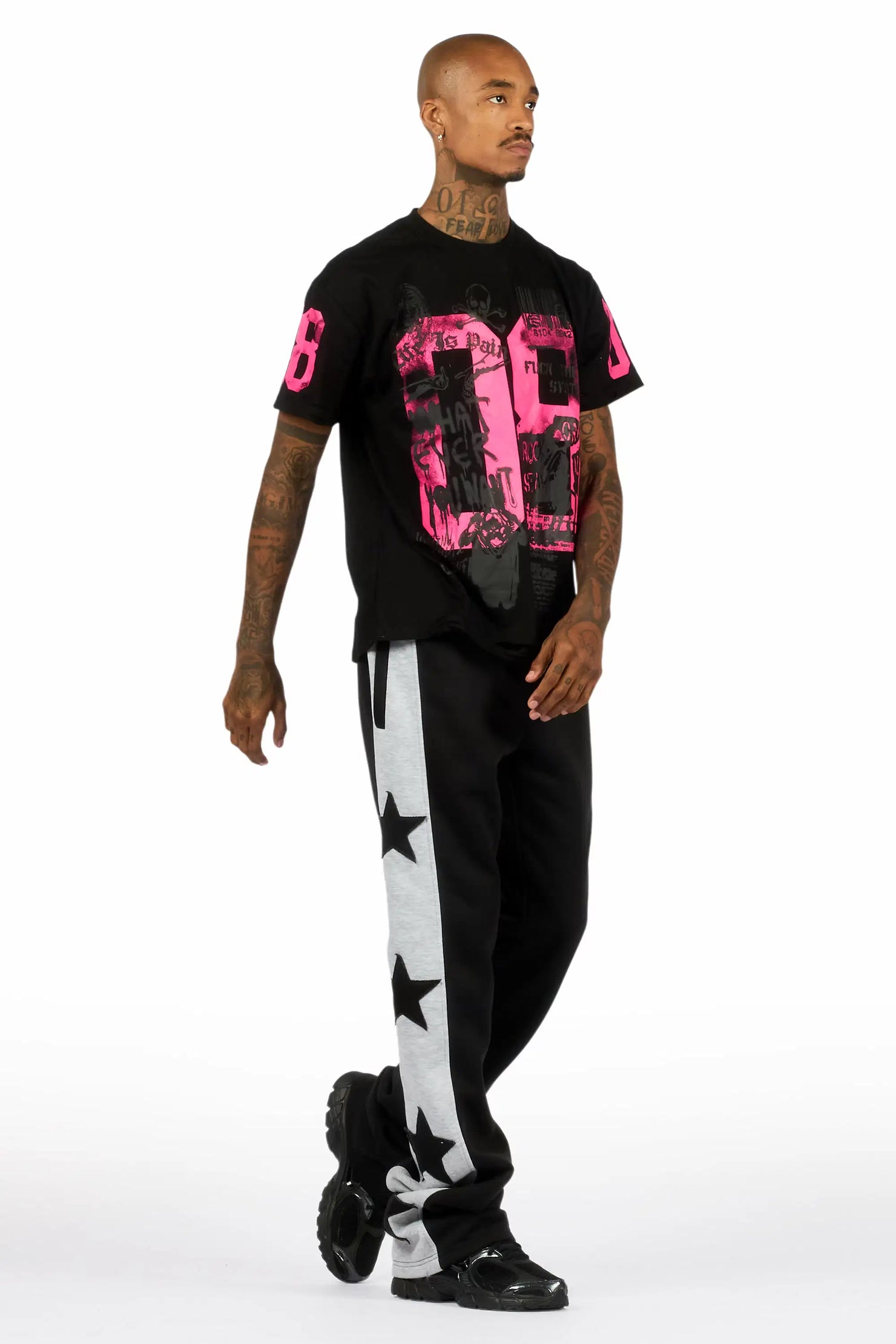 Geza Black Baggy Stacked Pant